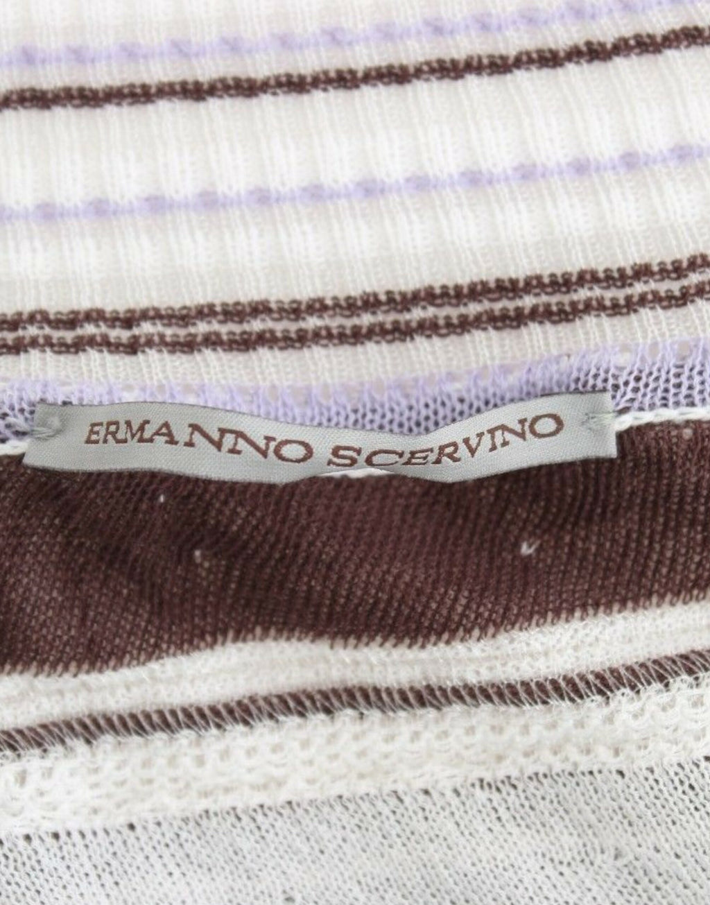 Ermanno Scervino Gestreiftes Spitzen-Top mit V-Ausschnitt und kurzen Ärmeln Pullover