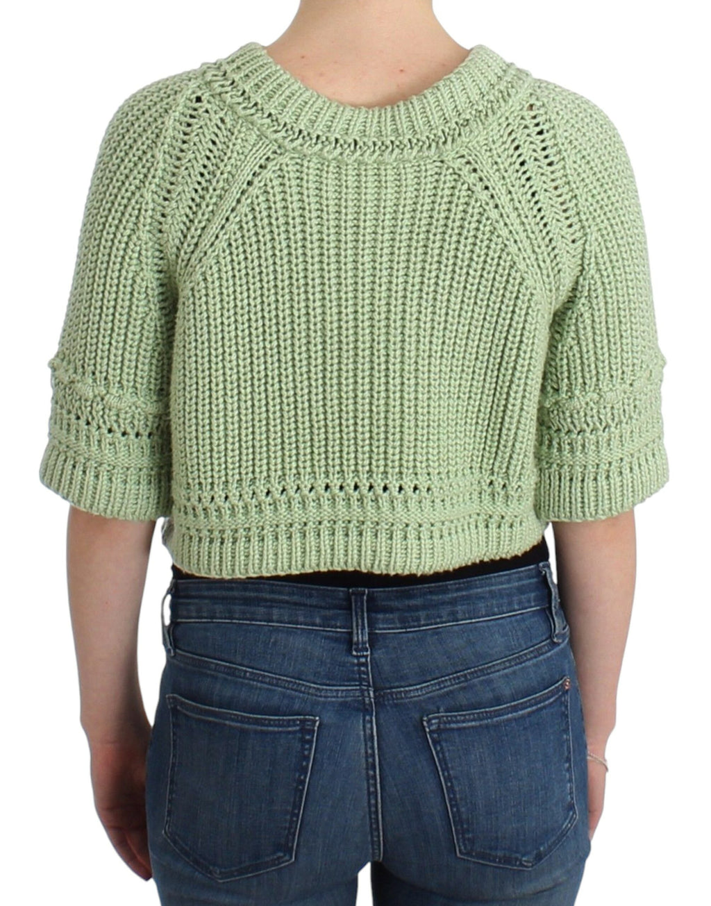 Ermanno Scervino Grüner Cropped Knit Pullover Strickpullover