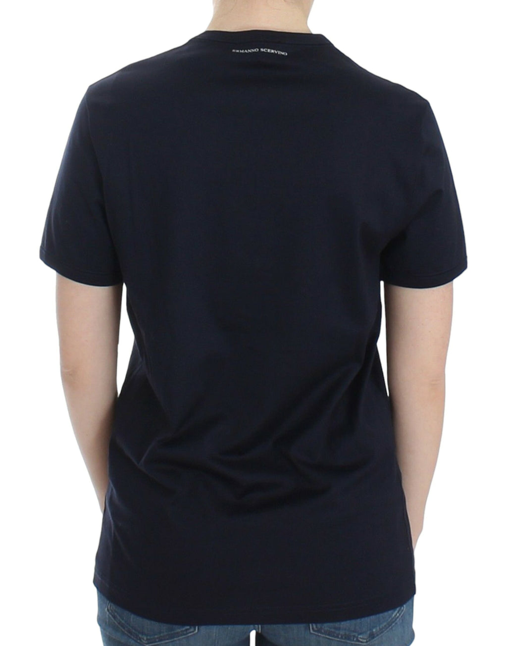 Ermanno Scervino Lingerie Blaues Logo-T-Shirt mit Rundhalsausschnitt aus Baumwolle