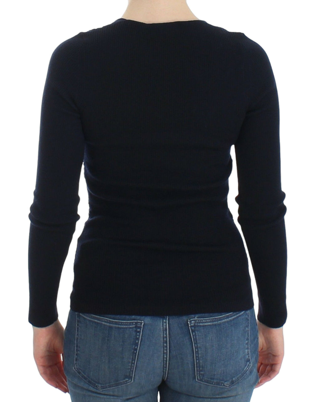 Ermanno Scervino Blaues Pullover-Oberteil aus gestrickter Stretch-Wolle