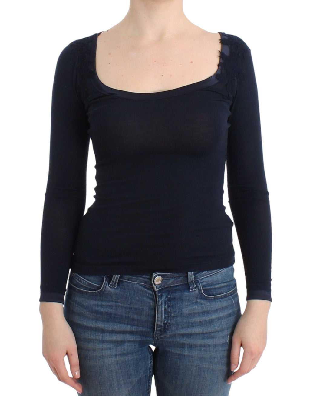 Ermanno Scervino Dessous Blau Top Bluse Pullover Spitze Rayon