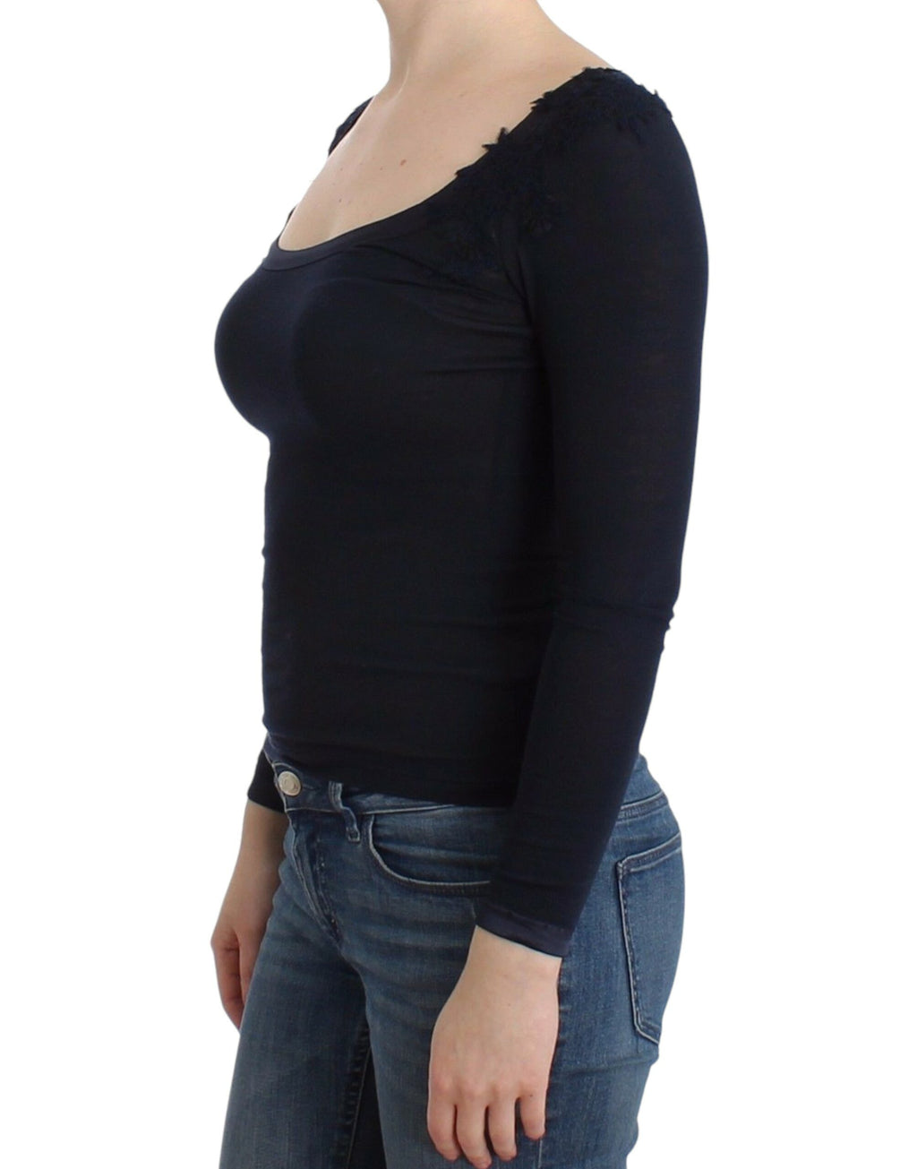 Ermanno Scervino Dessous Blau Top Bluse Pullover Spitze Rayon