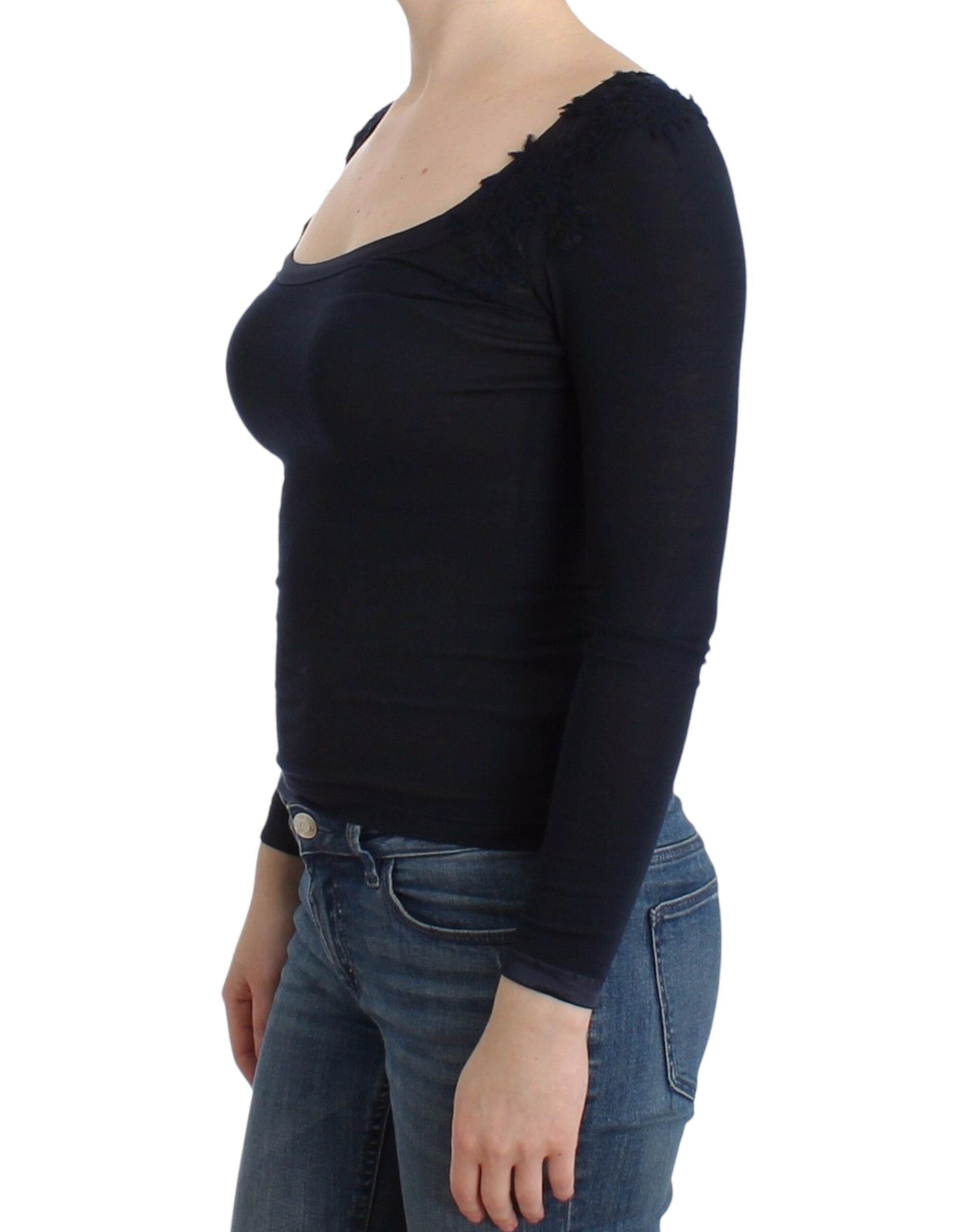 Ermanno Scervino Dessous Blau Top Bluse Pullover Spitze Rayon