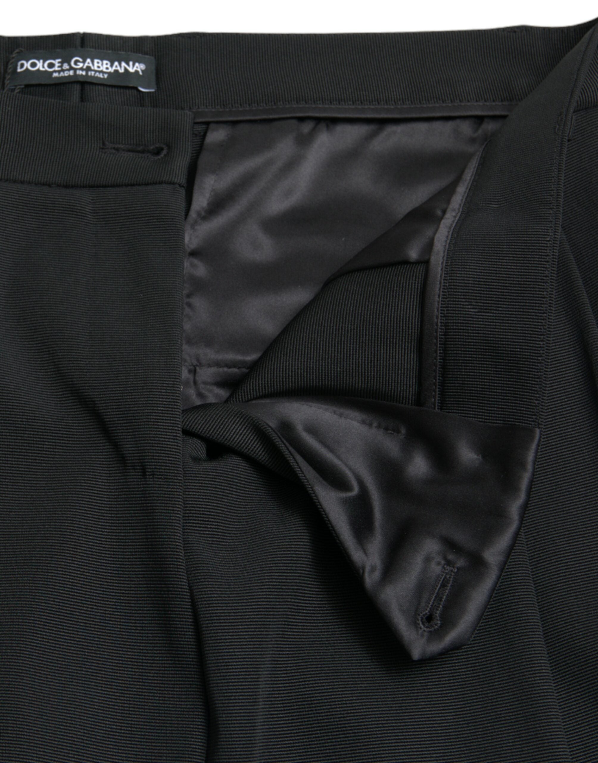 Dolce & Gabbana Schwarze Wollhose mit hoher Taille und konisch zulaufendem Schnitt