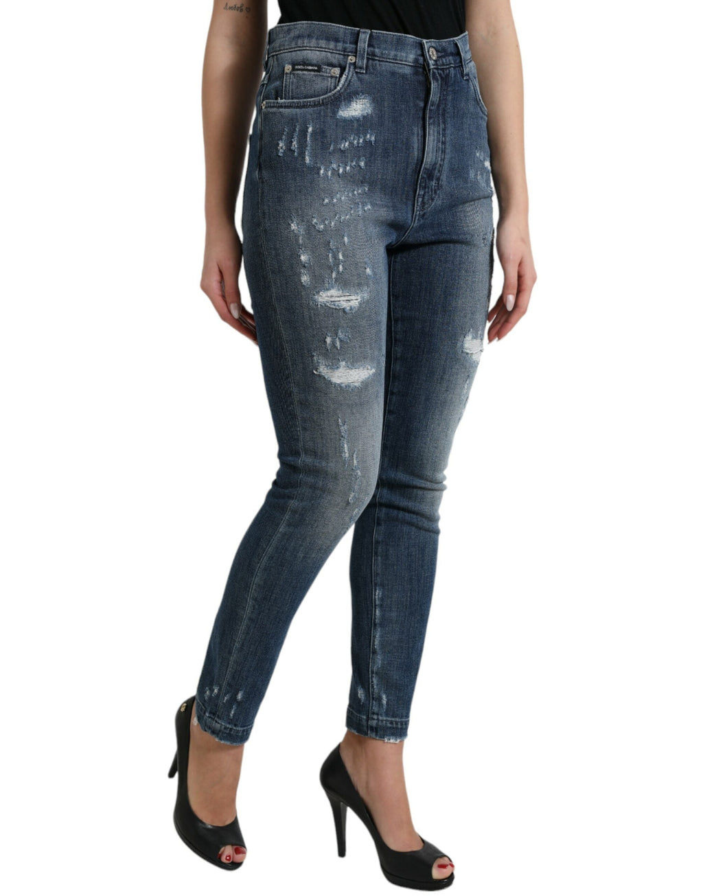 Dolce & Gabbana Dunkelblaue Distressed GRACE Skinny Denim Jeans