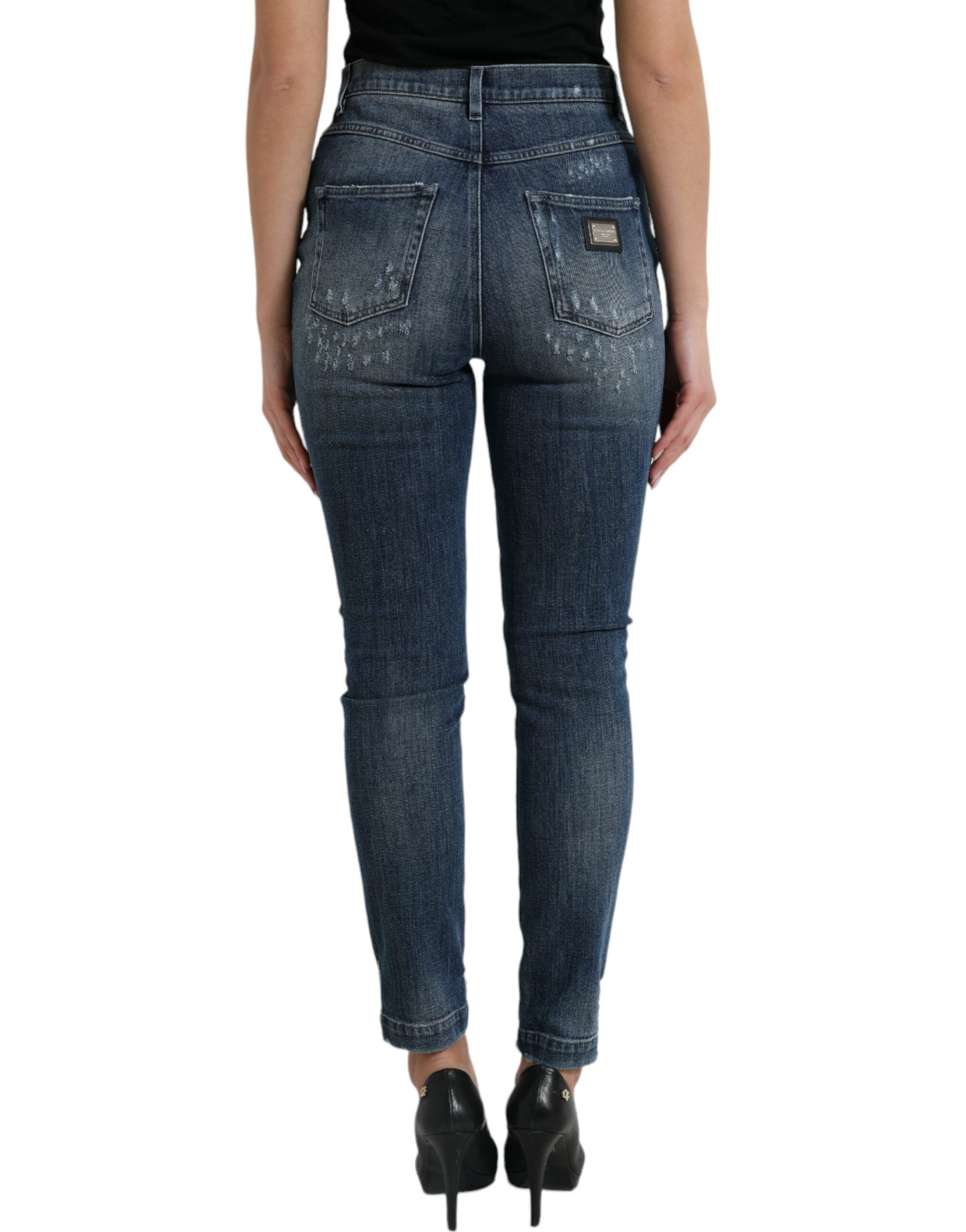 Dolce & Gabbana Dunkelblaue Distressed GRACE Skinny Denim Jeans