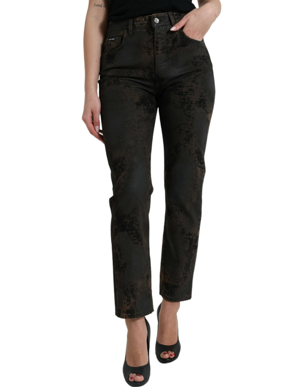 Dolce & Gabbana Braune BOYFRIEND Jeans aus Baumwoll-Denim mit mittlerer Taille
