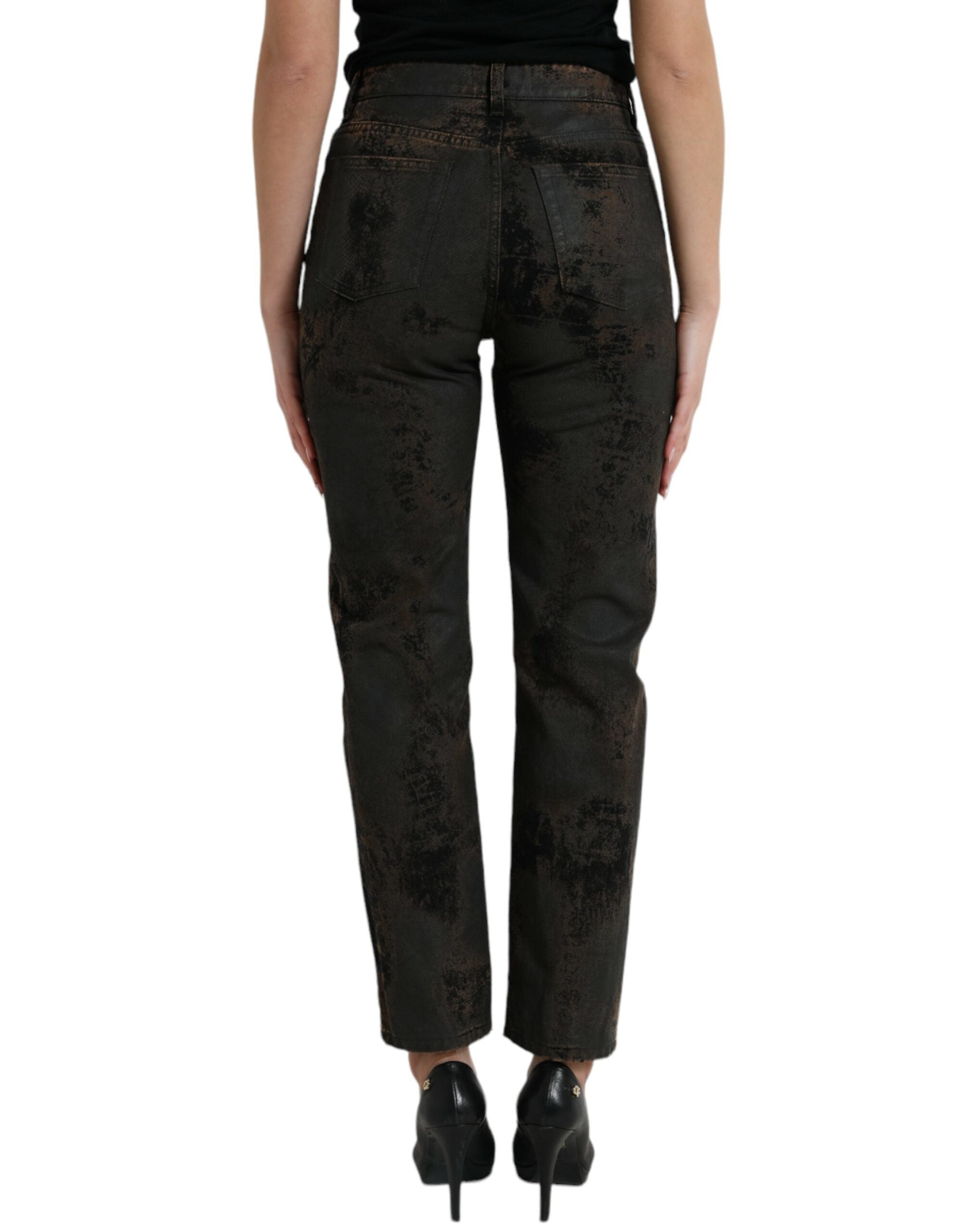 Dolce & Gabbana Braune BOYFRIEND Jeans aus Baumwoll-Denim mit mittlerer Taille
