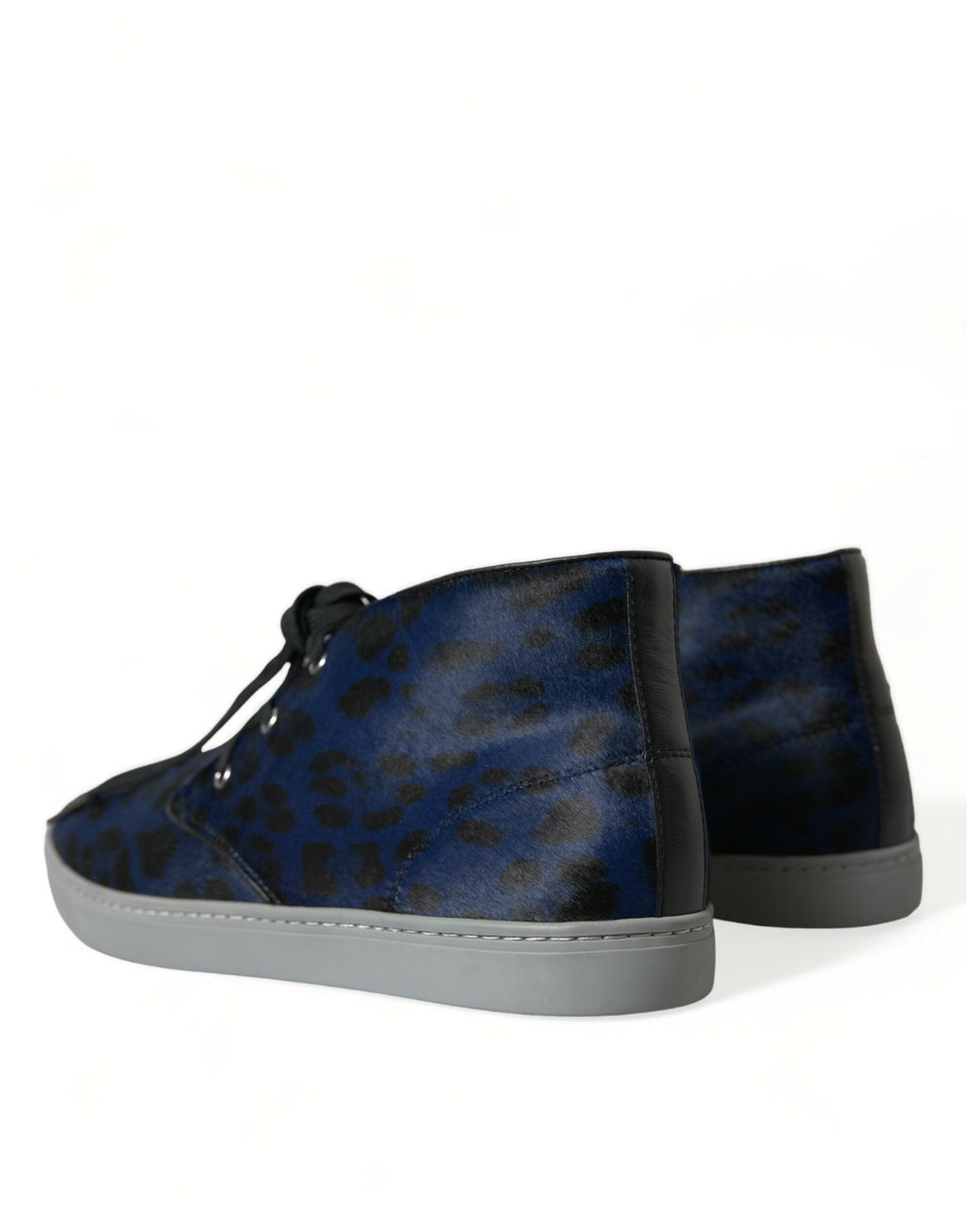 Dolce & Gabbana Blaue Kalbsleder Leopard Mid Top Sneakers Schuhe