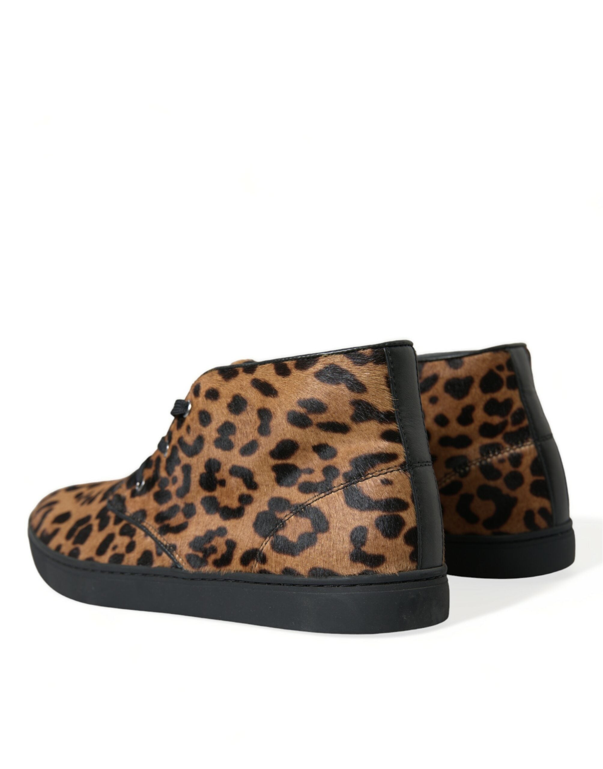 Dolce & Gabbana Braun Leopard Pony Haar Leder Turnschuhe Schuhe