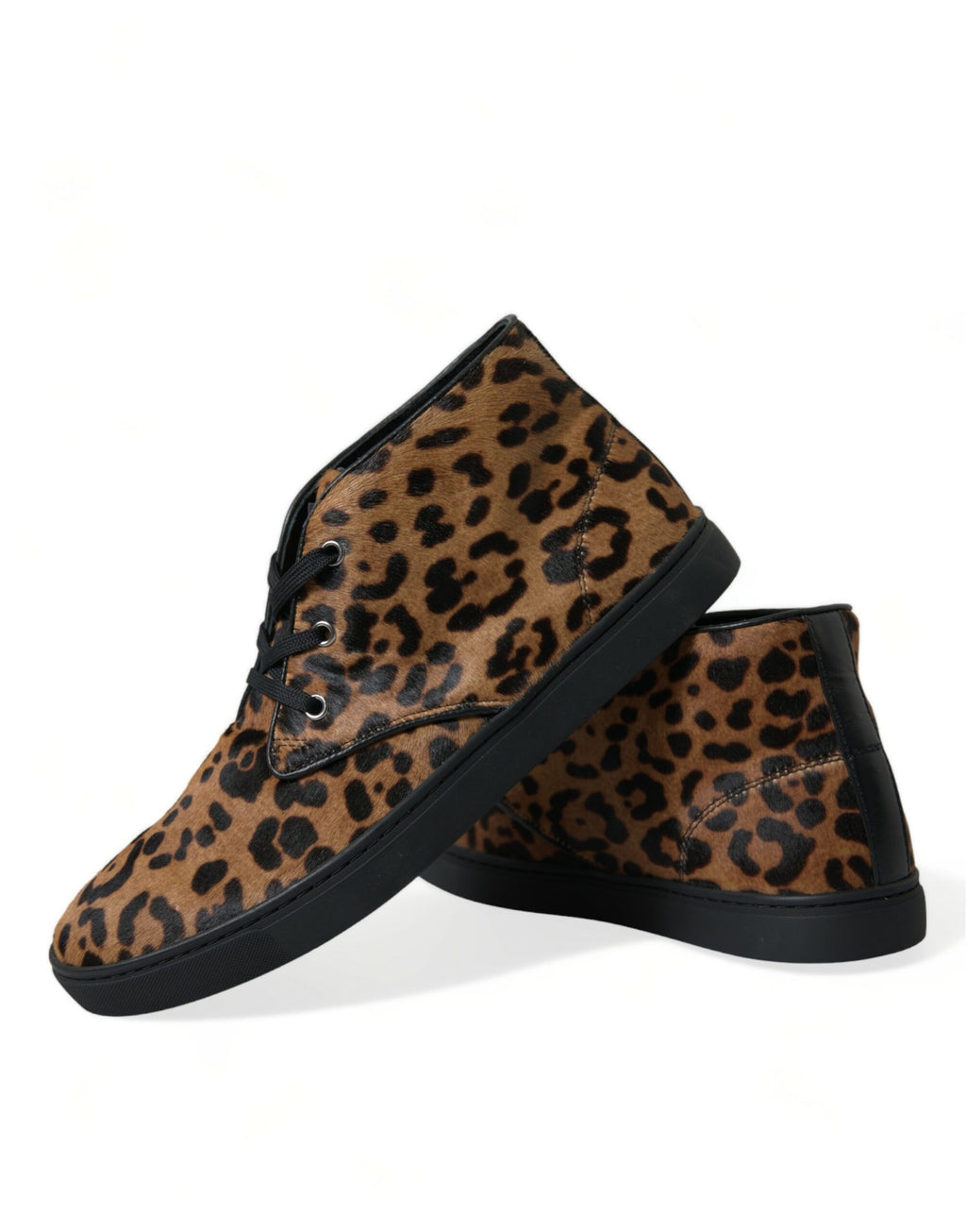 Dolce & Gabbana Braun Leopard Pony Haar Leder Turnschuhe Schuhe
