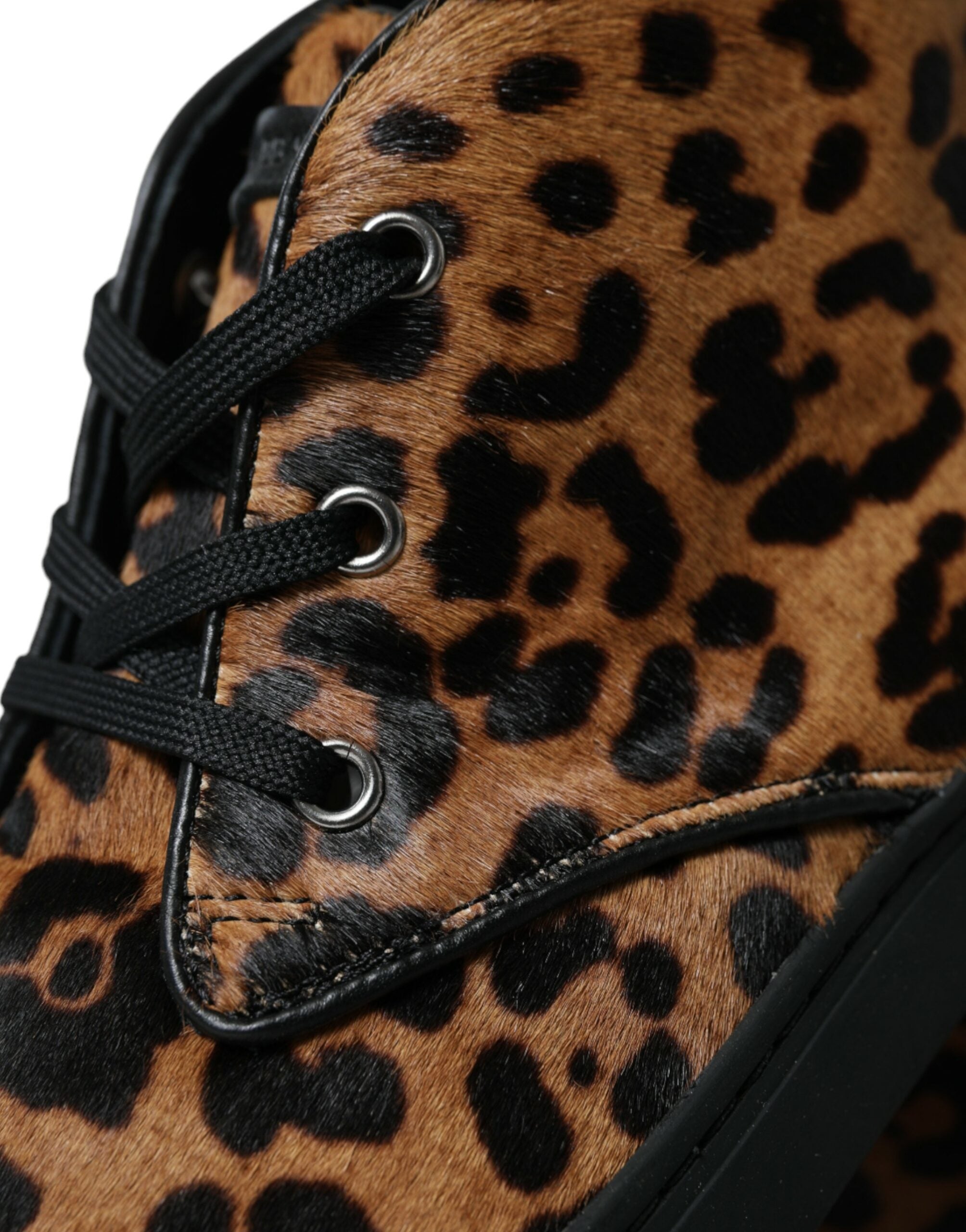 Dolce & Gabbana Braun Leopard Pony Haar Leder Turnschuhe Schuhe