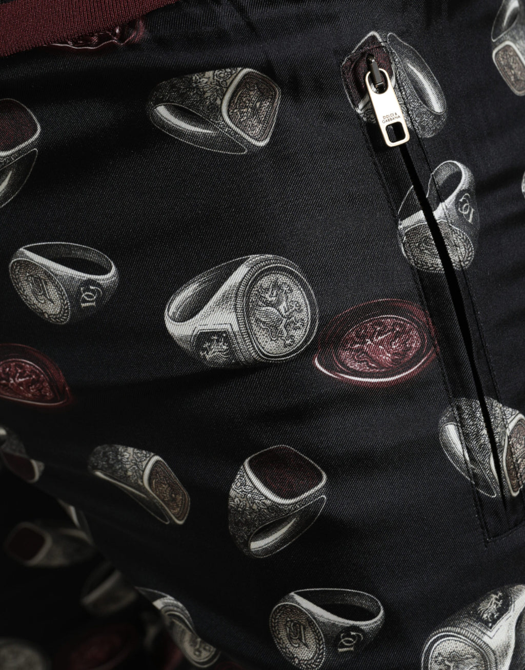 Dolce & Gabbana Schwarzer Ring Seide Jogginghose Hose