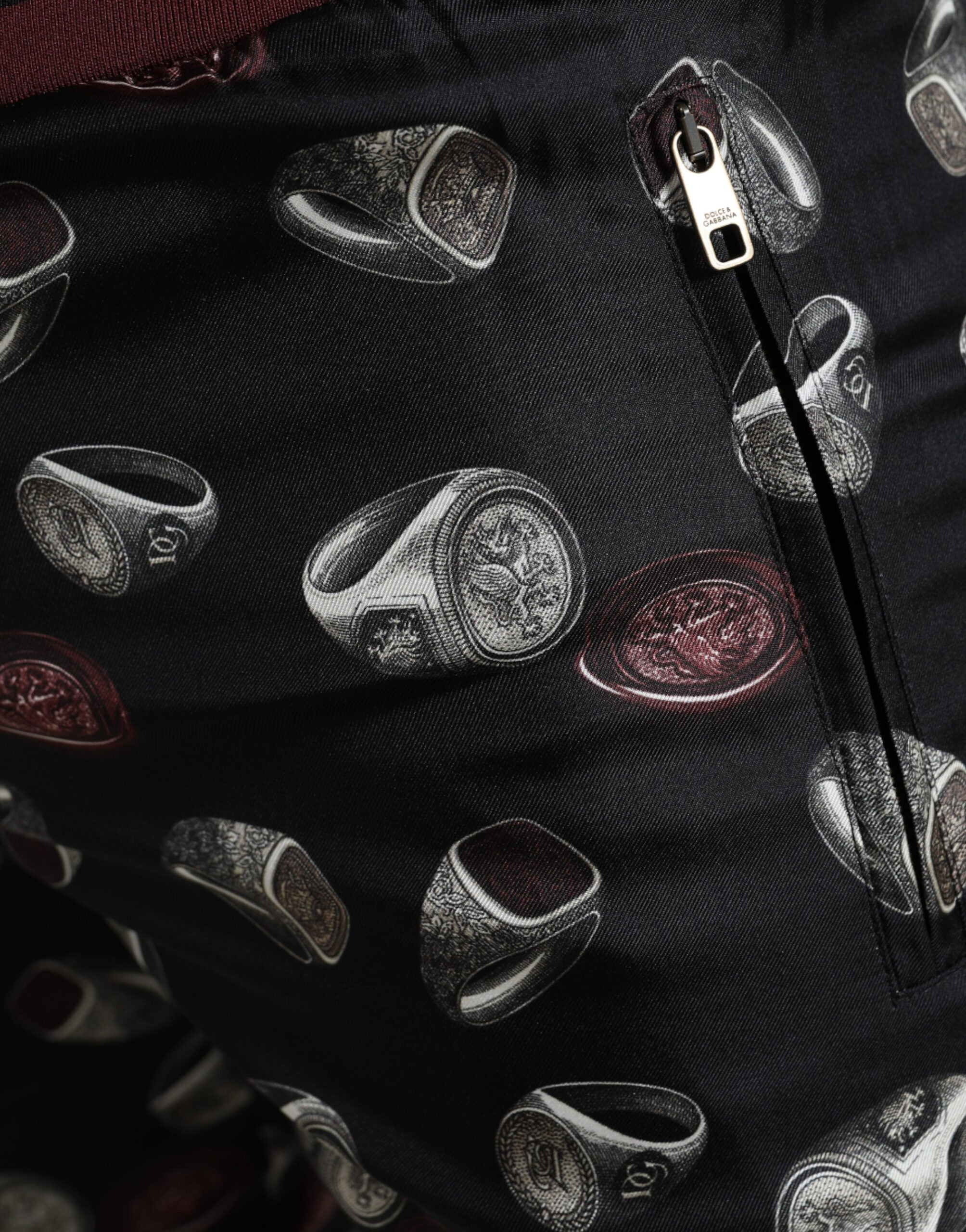 Dolce & Gabbana Schwarzer Ring Seide Jogginghose Hose