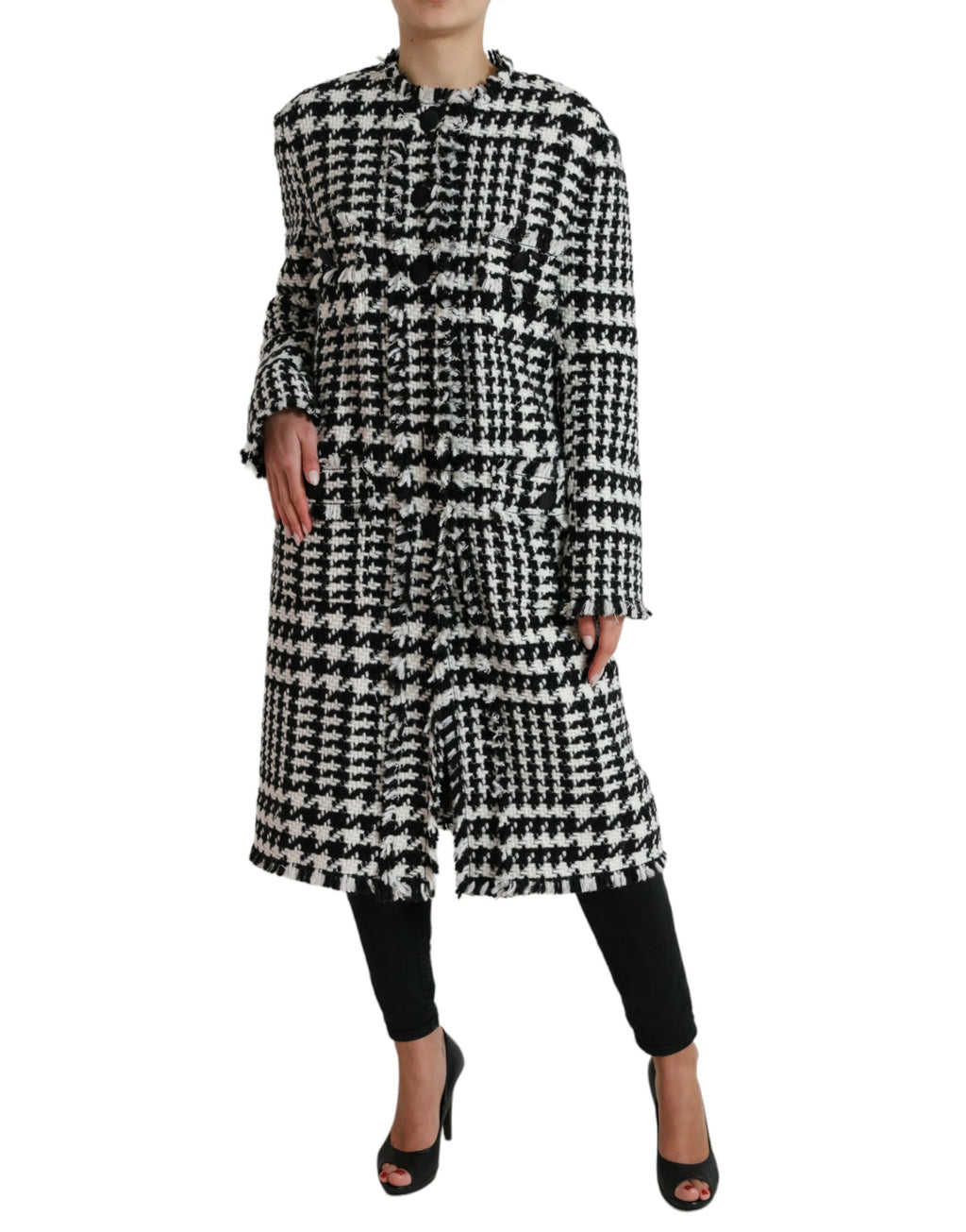 Dolce & Gabbana Schwarz Weiß Hahnentritt Trenchcoat Jacke