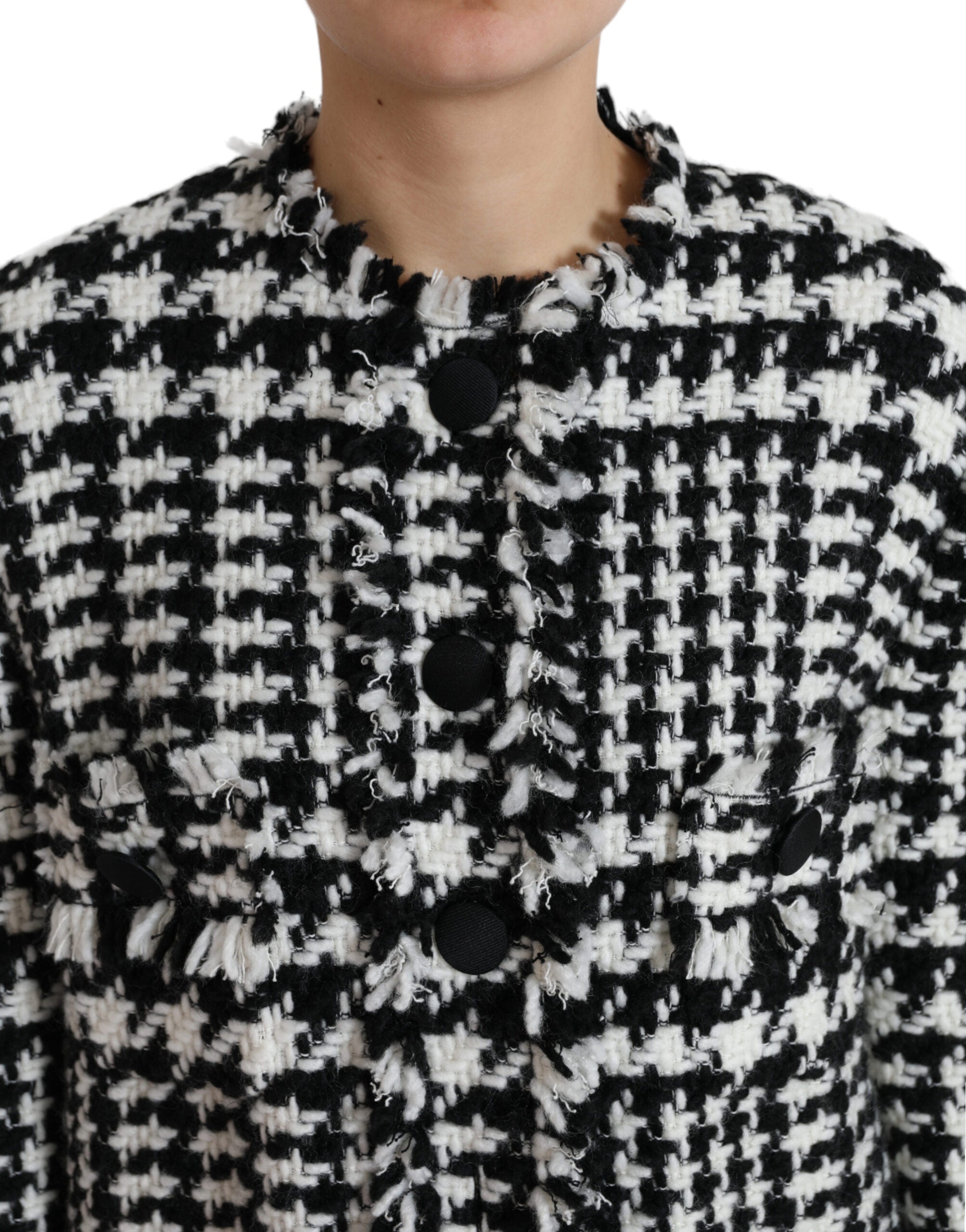 Dolce & Gabbana Schwarz Weiß Hahnentritt Trenchcoat Jacke