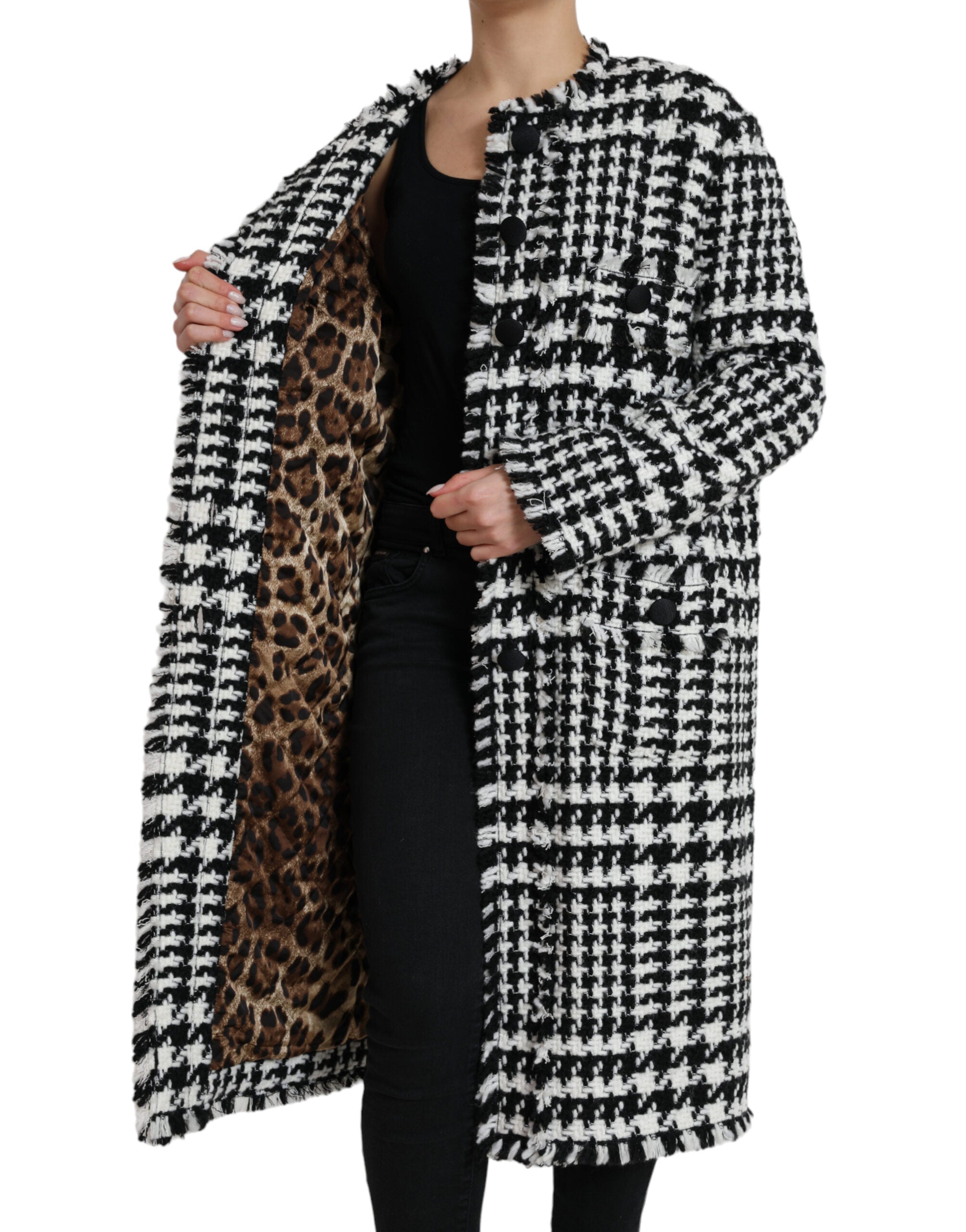 Dolce & Gabbana Schwarz Weiß Hahnentritt Trenchcoat Jacke