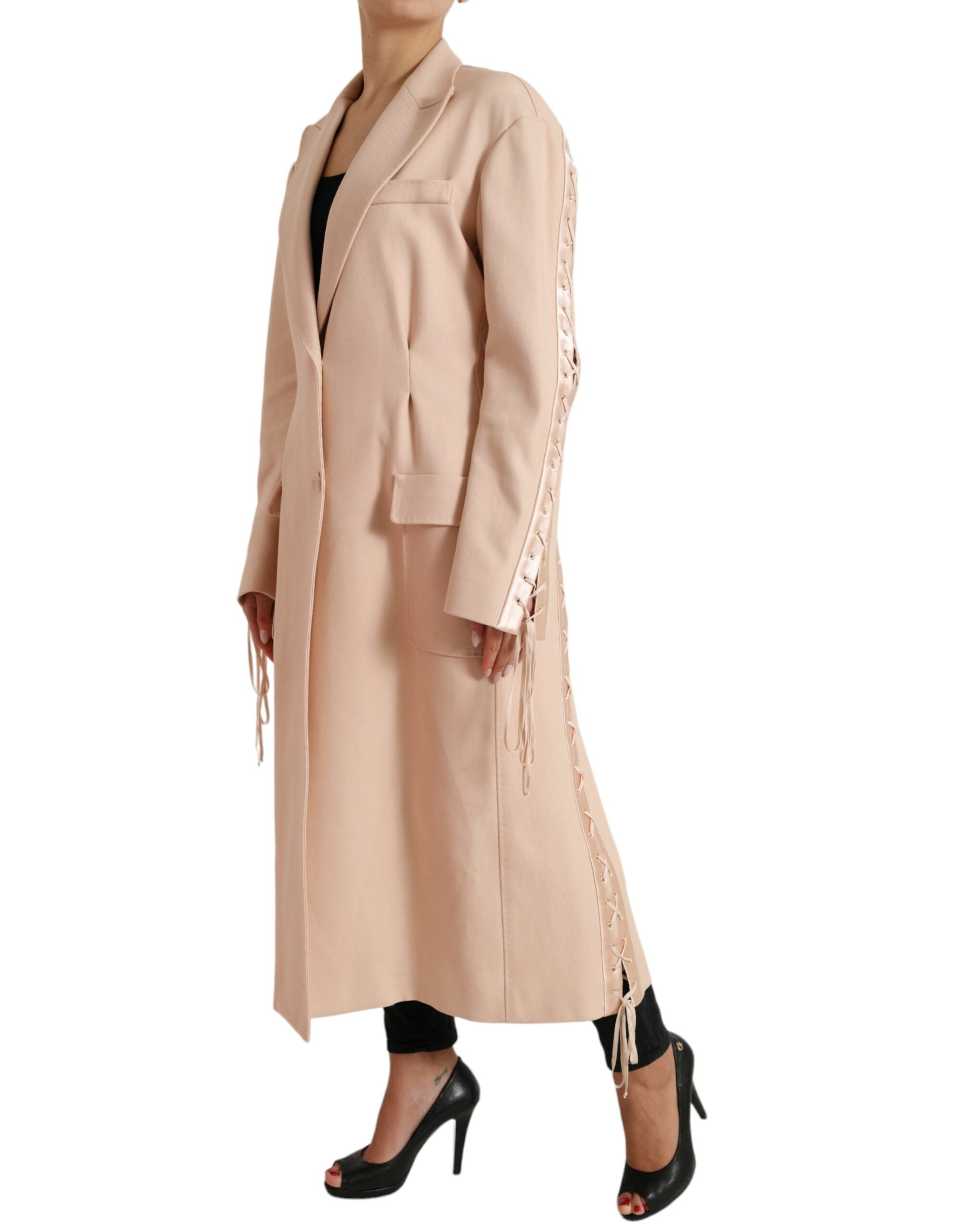 Dolce & Gabbana Beige Baumwolle Einreihiger Langmantel Jacke