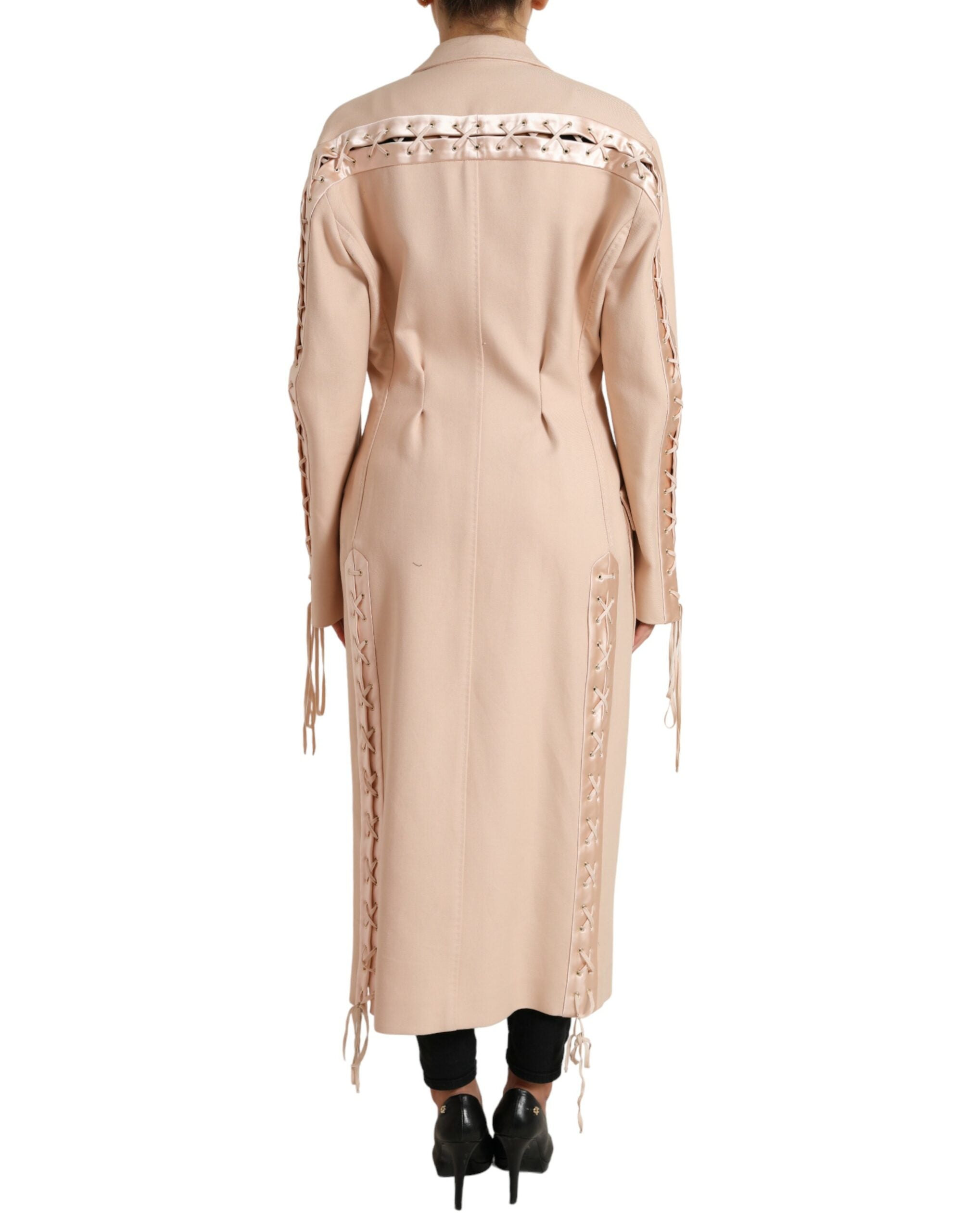 Dolce & Gabbana Beige Baumwolle Einreihiger Langmantel Jacke