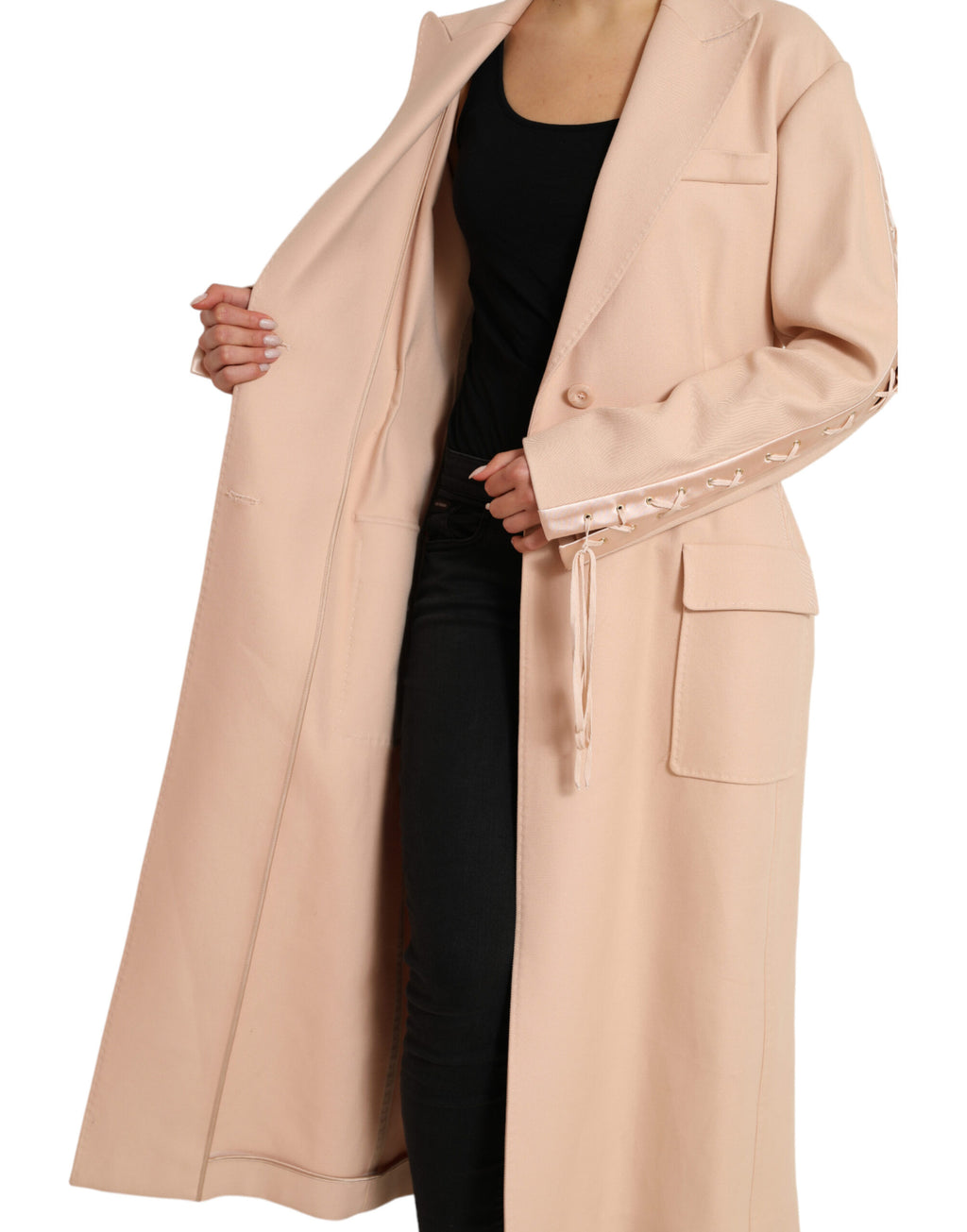 Dolce & Gabbana Beige Baumwolle Einreihiger Langmantel Jacke