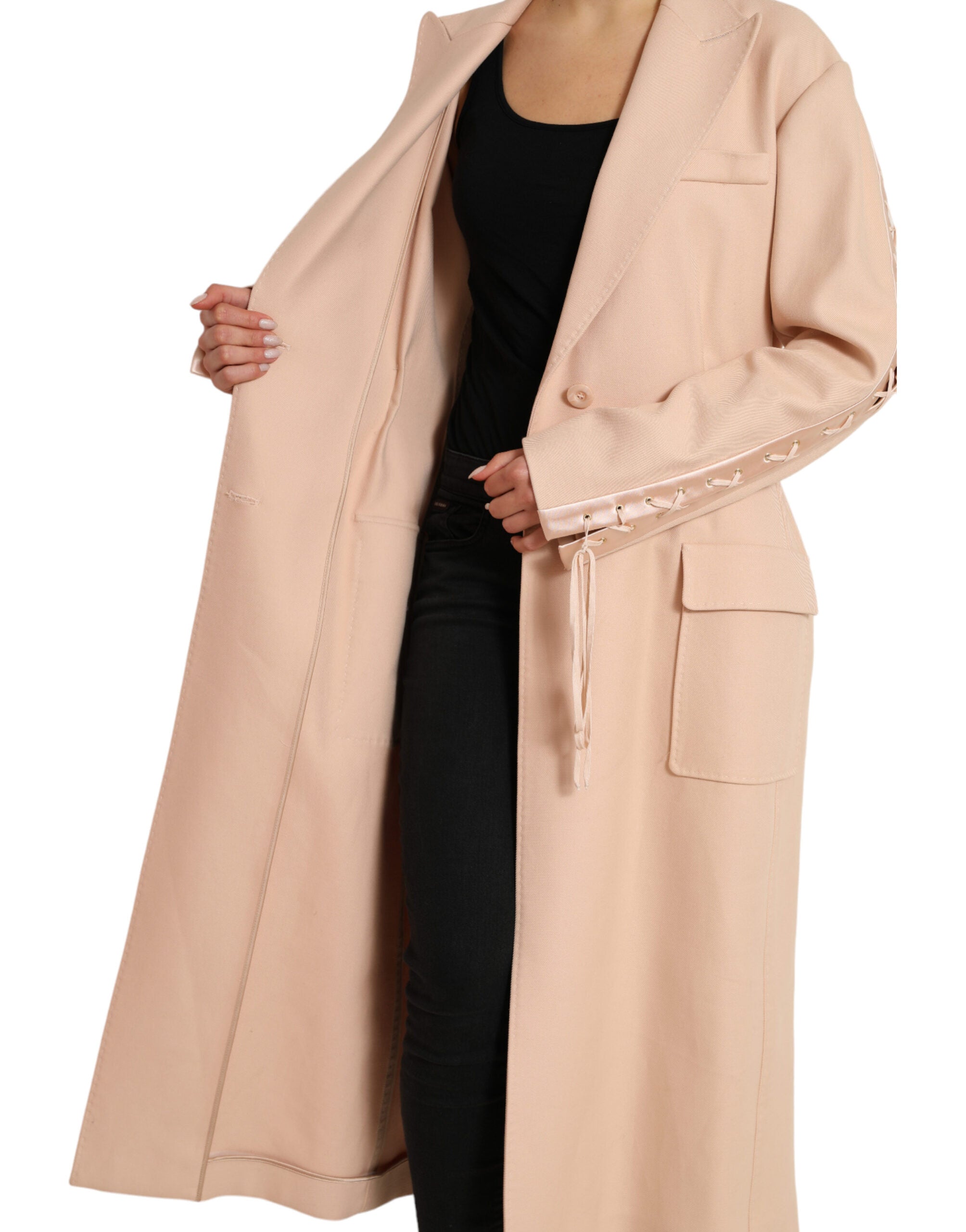 Dolce & Gabbana Beige Baumwolle Einreihiger Langmantel Jacke