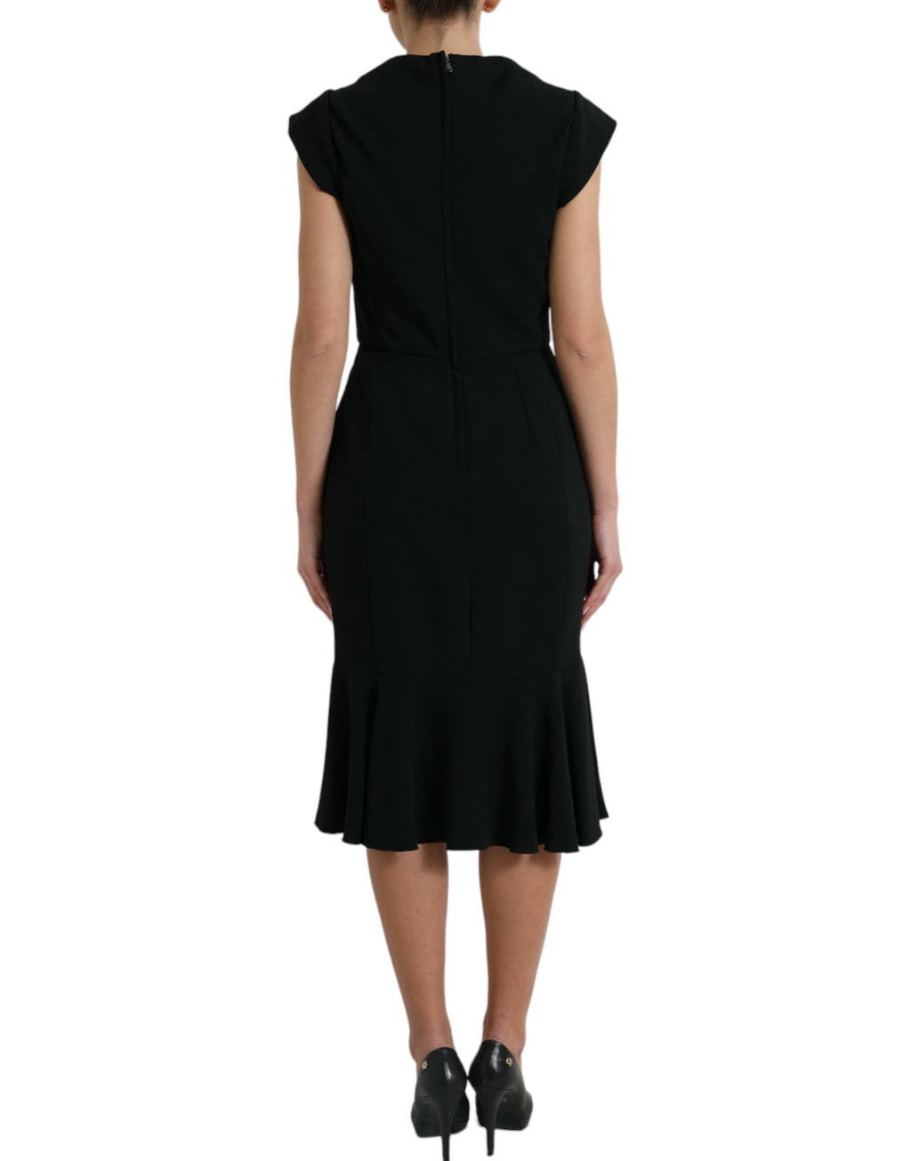 Dolce & Gabbana Schwarzes Cady Viskose Kleid ohne Ärmel