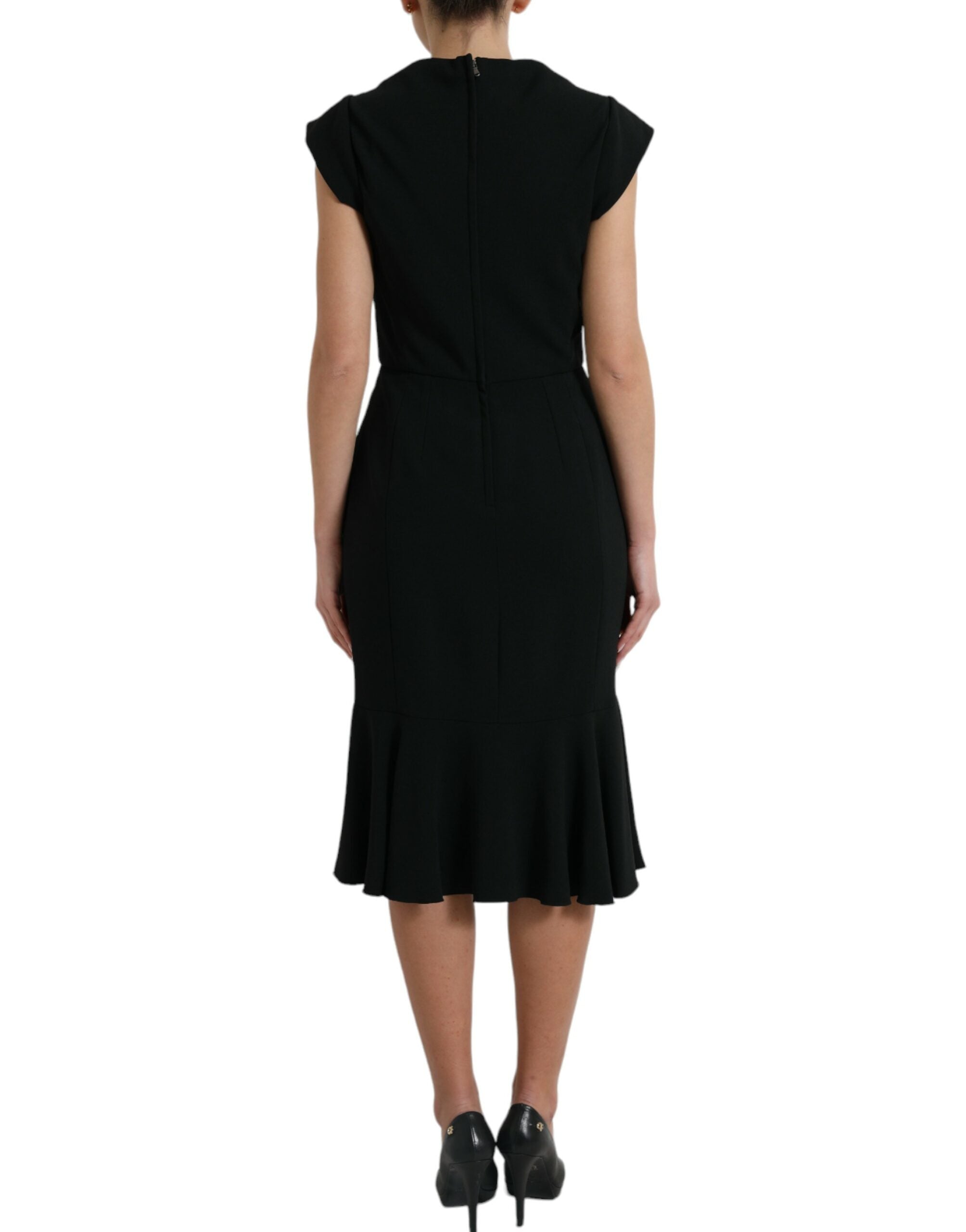 Dolce & Gabbana Schwarzes Cady Viskose Kleid ohne Ärmel