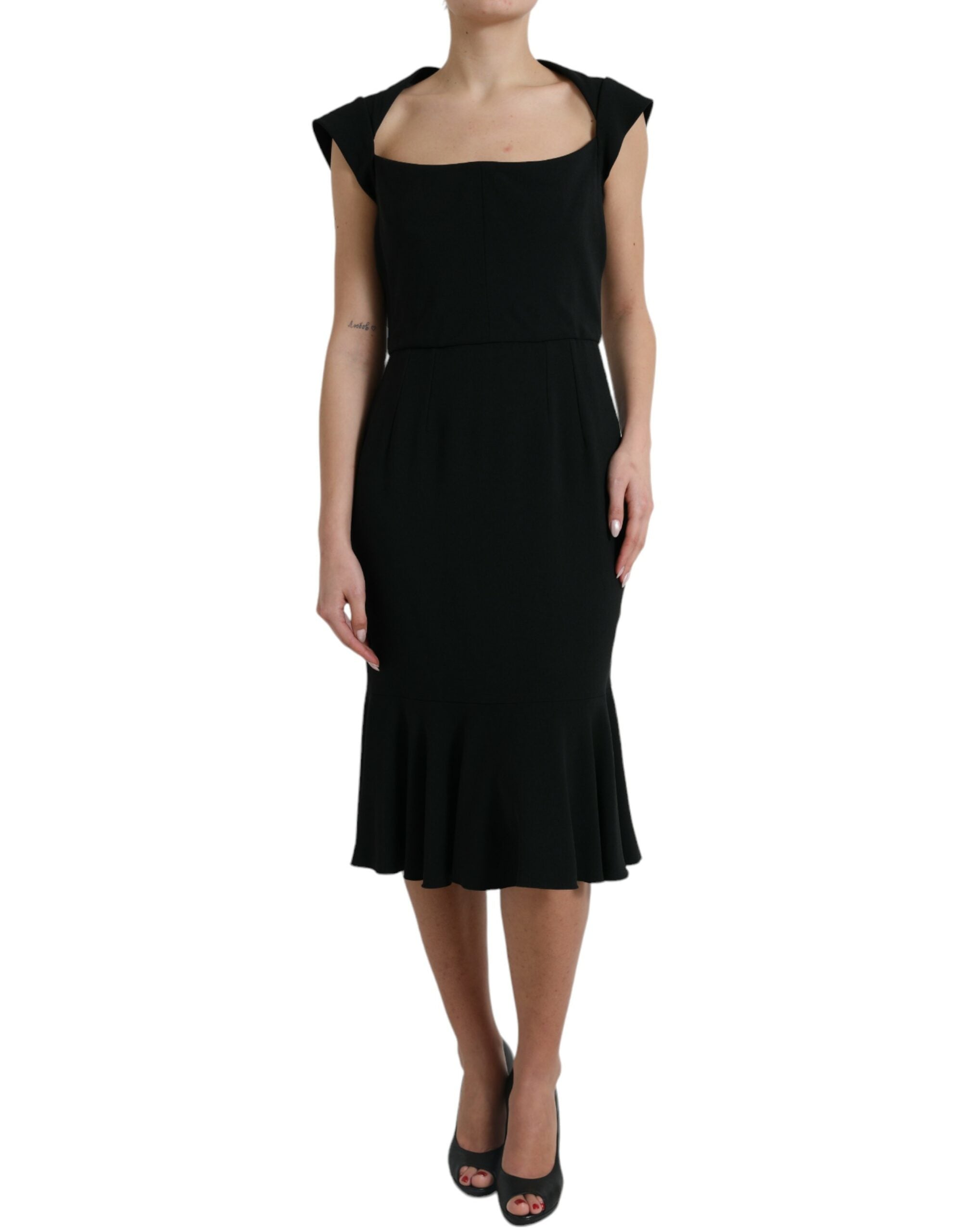 Dolce & Gabbana Schwarzes Cady Viskose Kleid ohne Ärmel