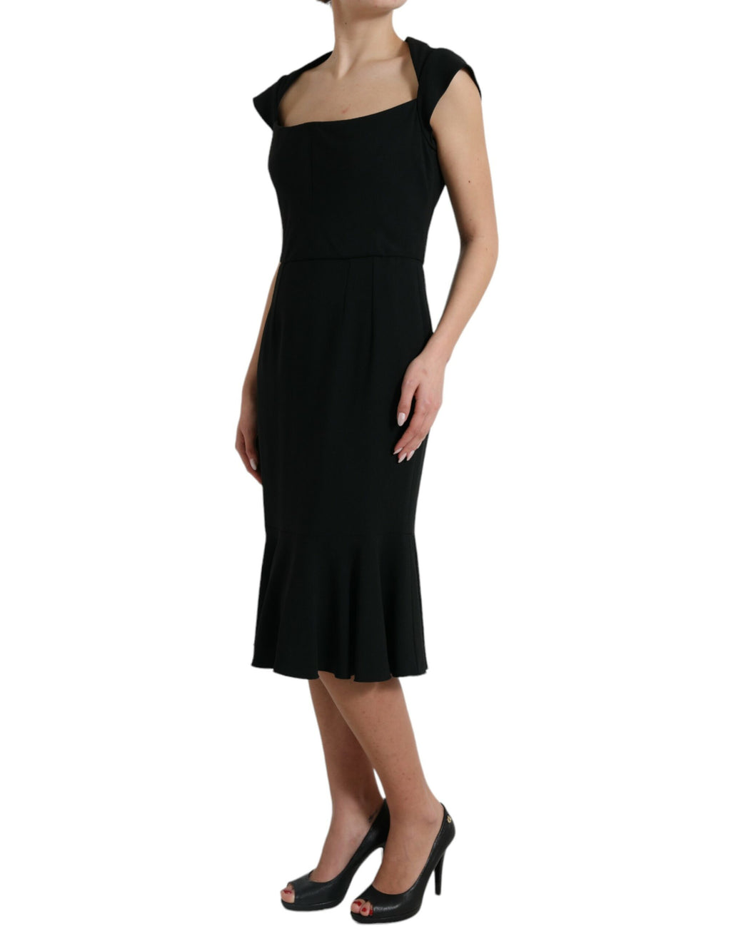 Dolce & Gabbana Schwarzes Cady Viskose Kleid ohne Ärmel