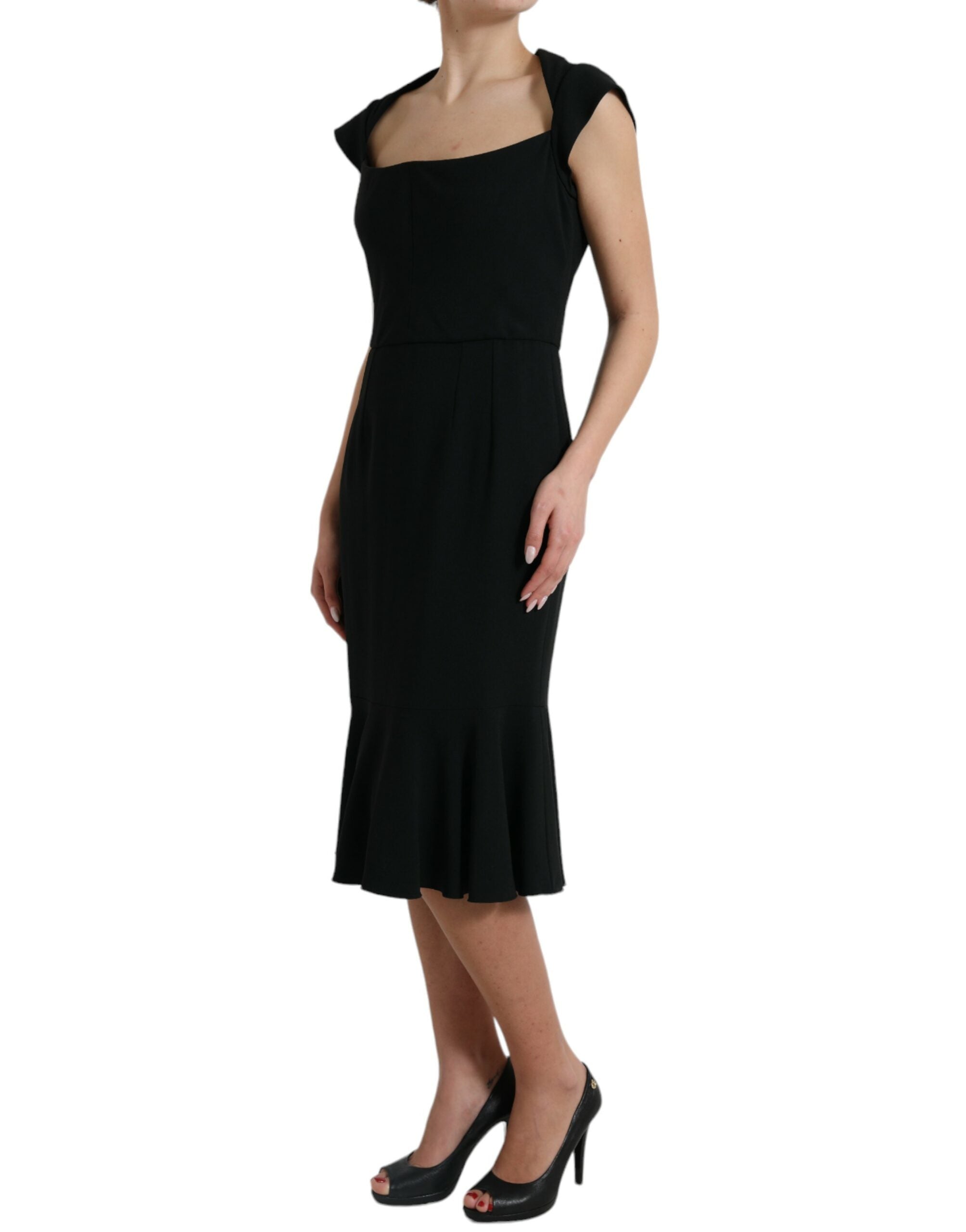 Dolce & Gabbana Schwarzes Cady Viskose Kleid ohne Ärmel
