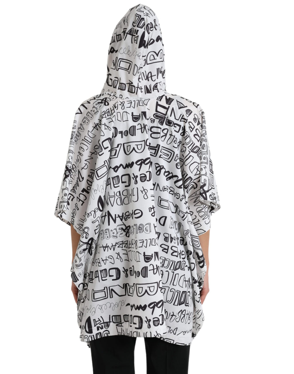 Dolce & Gabbana Weißes Blouson-T-Shirt mit Logodruck und Kapuze