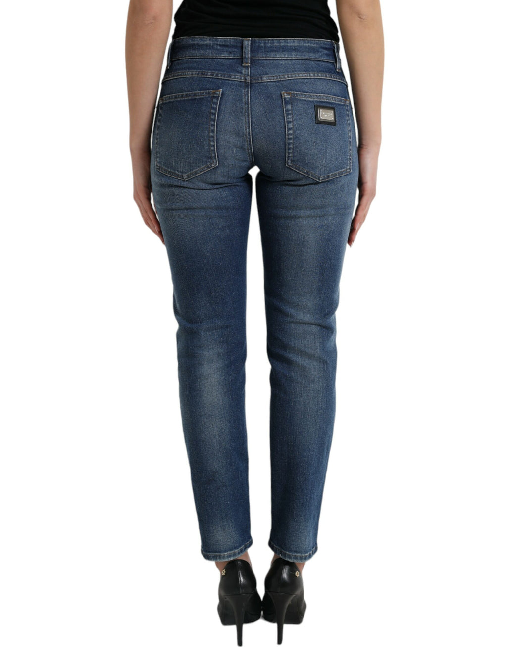 Dolce & Gabbana Blaue BOYFRIEND Mid Waist Denim Jeans aus Baumwolle