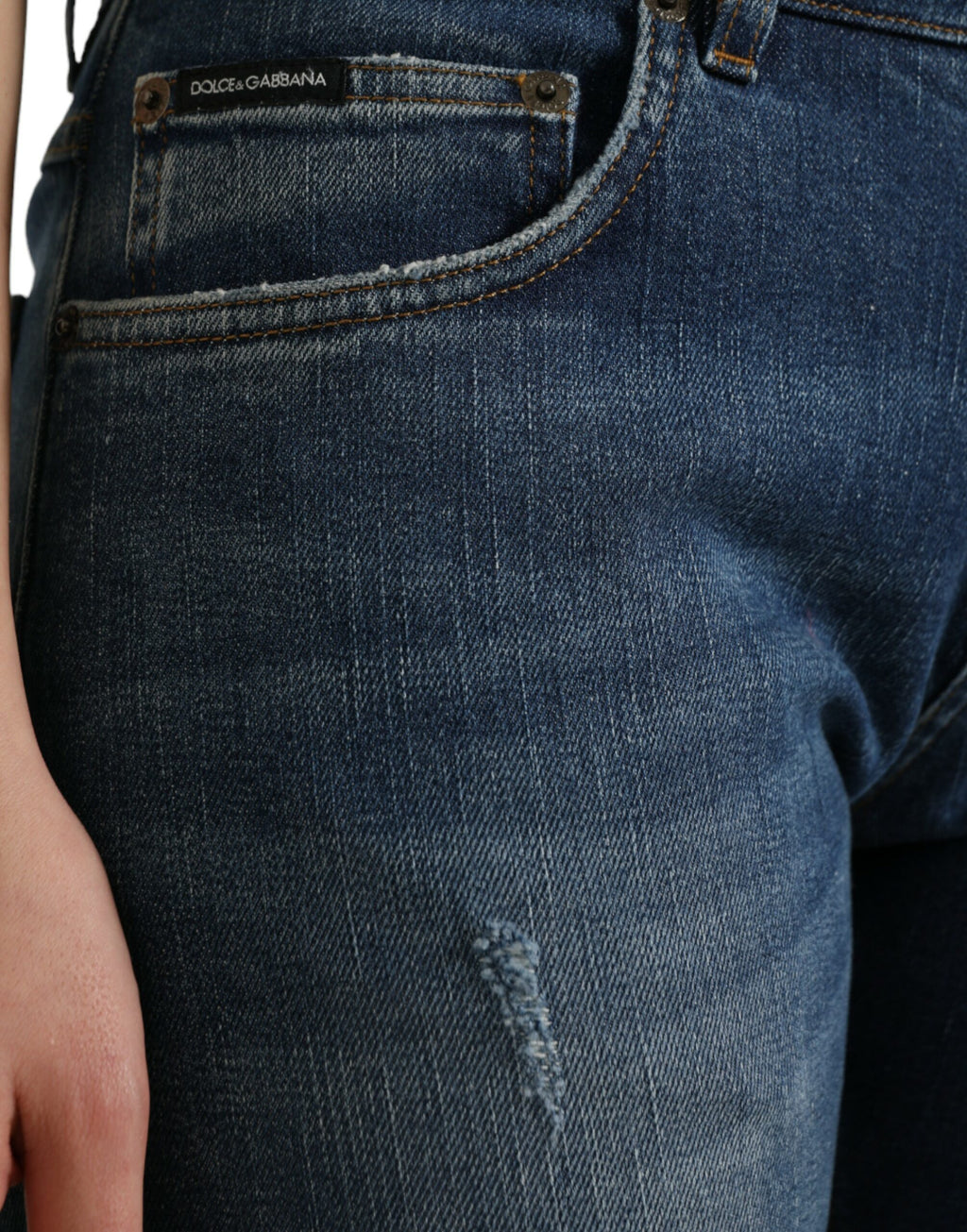 Dolce & Gabbana Blaue BOYFRIEND Mid Waist Denim Jeans aus Baumwolle