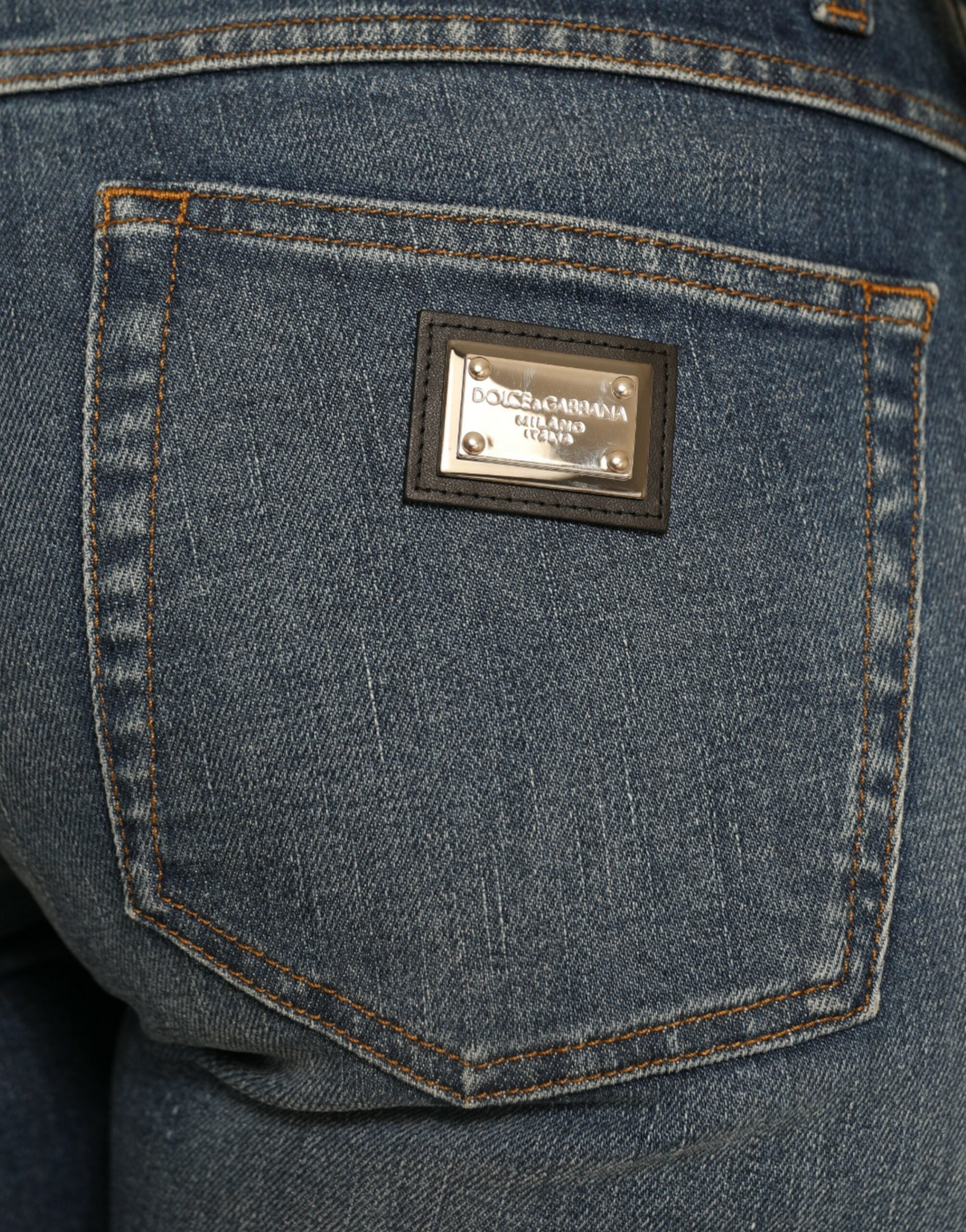 Dolce & Gabbana Blaue BOYFRIEND Mid Waist Denim Jeans aus Baumwolle