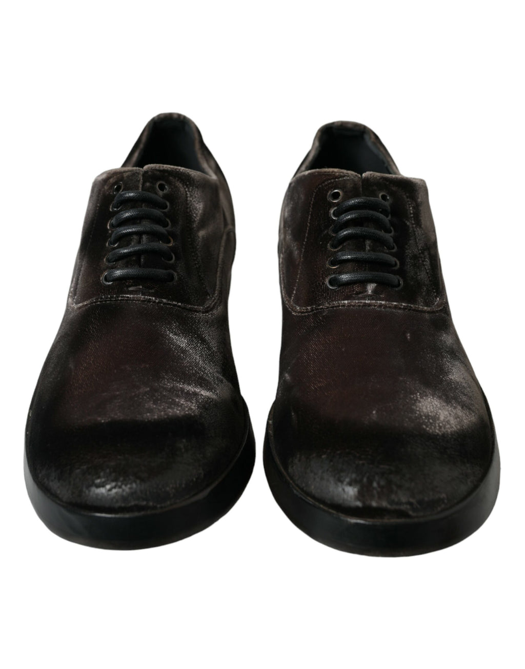 Dolce & Gabbana Brauner Samt Männer Lace Up Oxford Kleid Schuhe