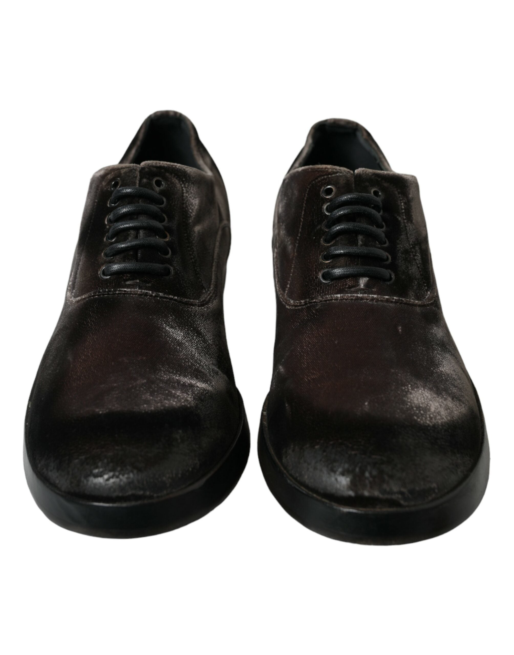 Dolce & Gabbana Brauner Samt Männer Lace Up Oxford Kleid Schuhe