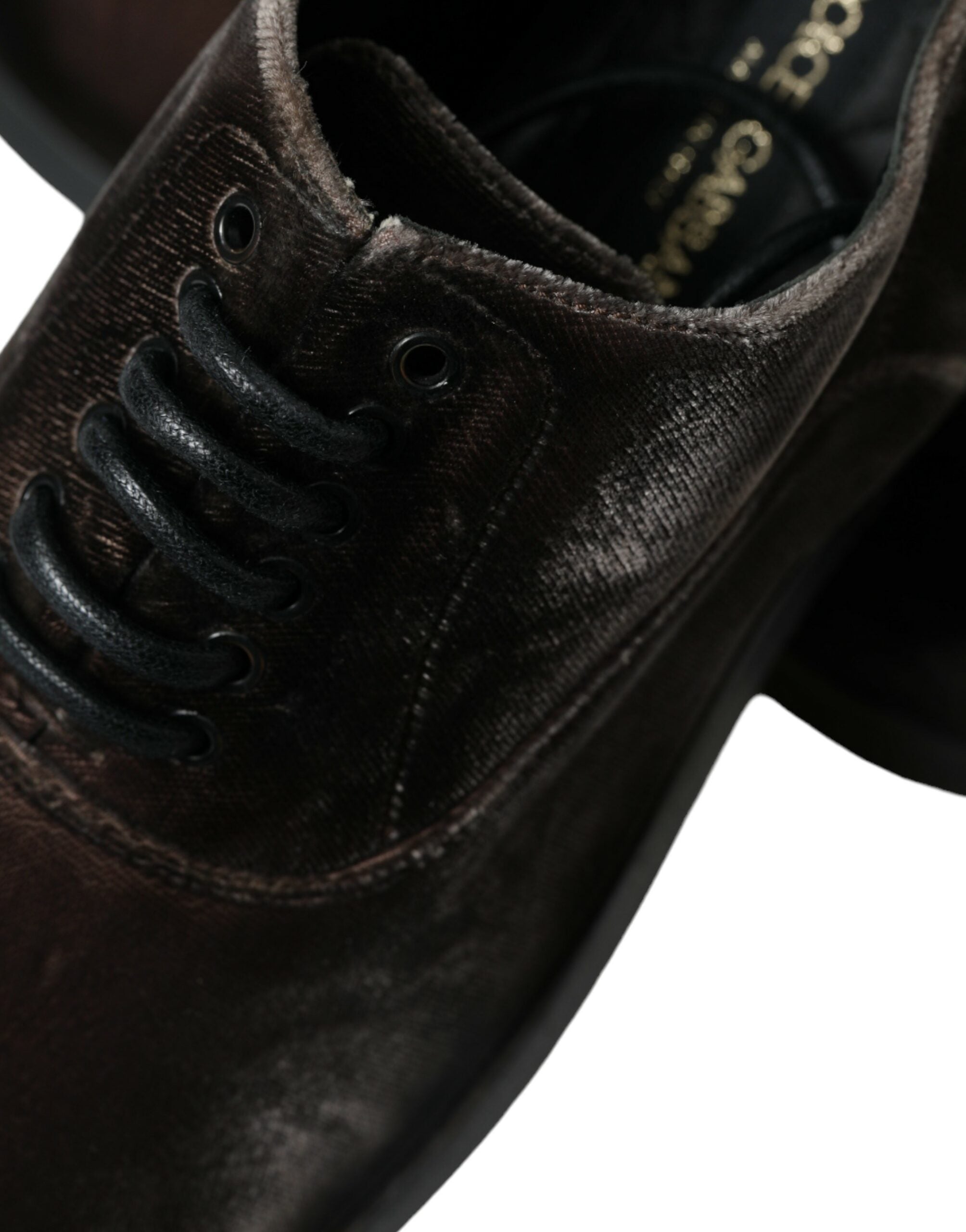 Dolce & Gabbana Brauner Samt Männer Lace Up Oxford Kleid Schuhe