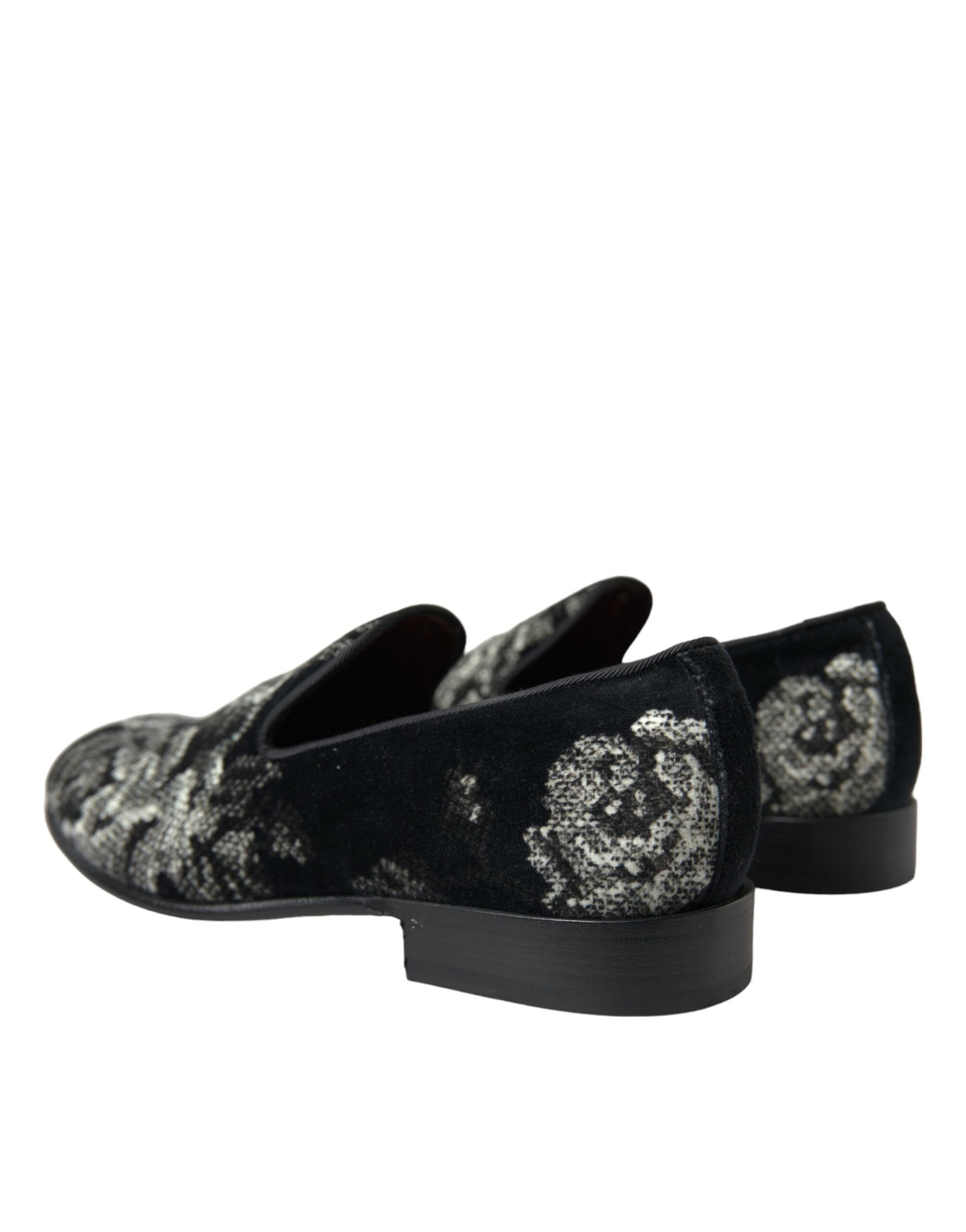 Dolce & Gabbana Schwarz Floral Hausschuhe Männer Loafers Kleid Schuhe