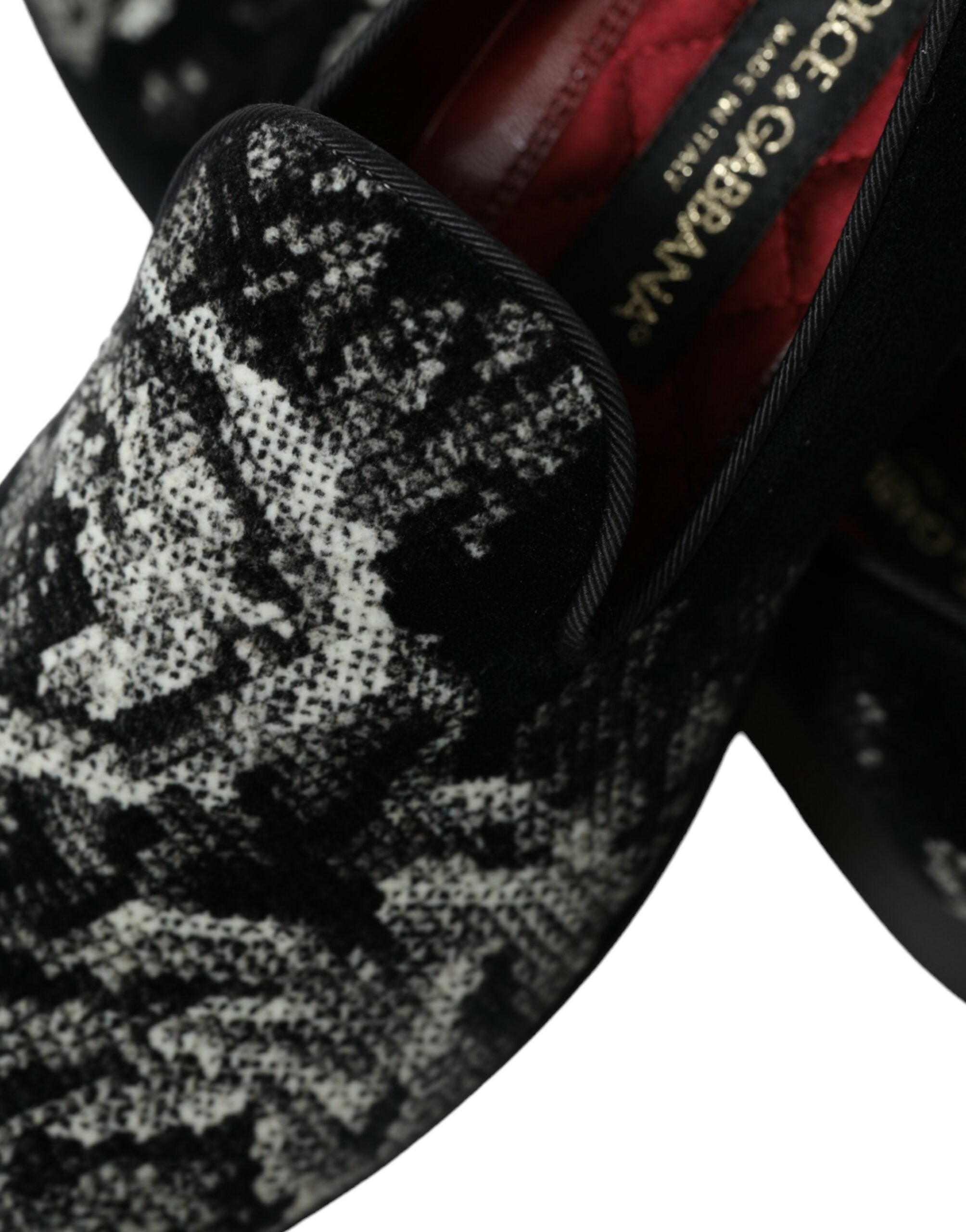 Dolce & Gabbana Schwarz Floral Hausschuhe Männer Loafers Kleid Schuhe