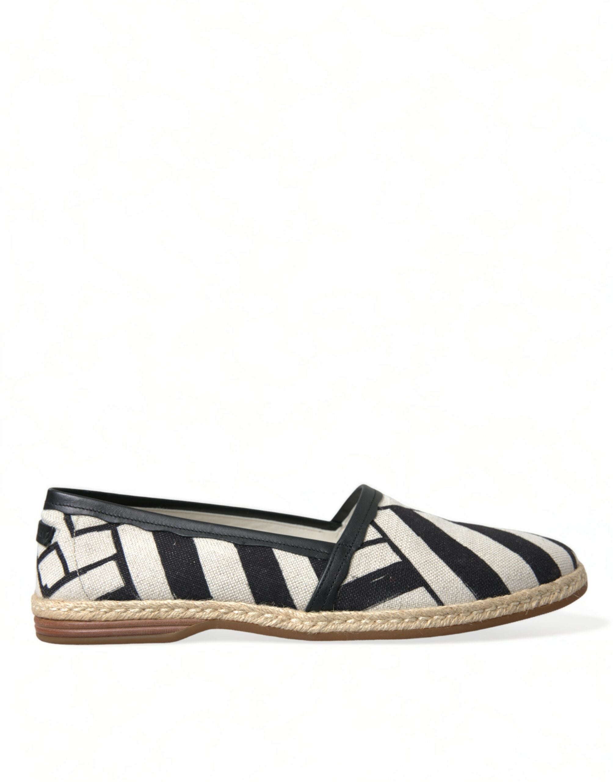 Dolce & Gabbana Beige Schwarz Gestreifte Canvas Espadrilles MONDELLO Schuhe