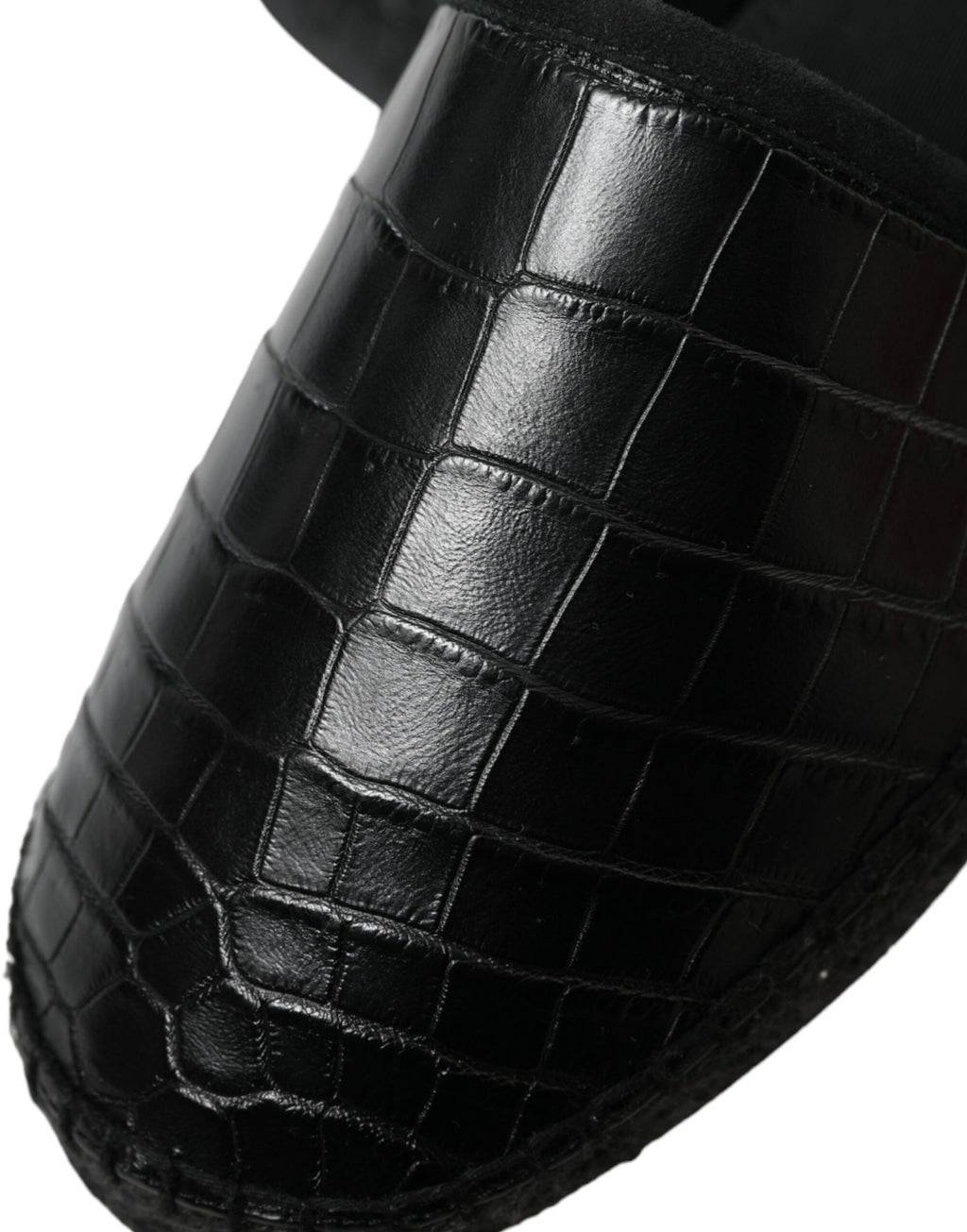 Dolce & Gabbana Schwarze Exotische Leder Espadrilles Slip On Schuhe