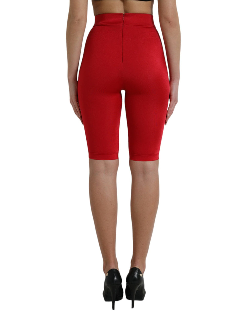 Dolce & Gabbana Rote Stretch-Leggings mit hoher Taille und verkürzter Hose