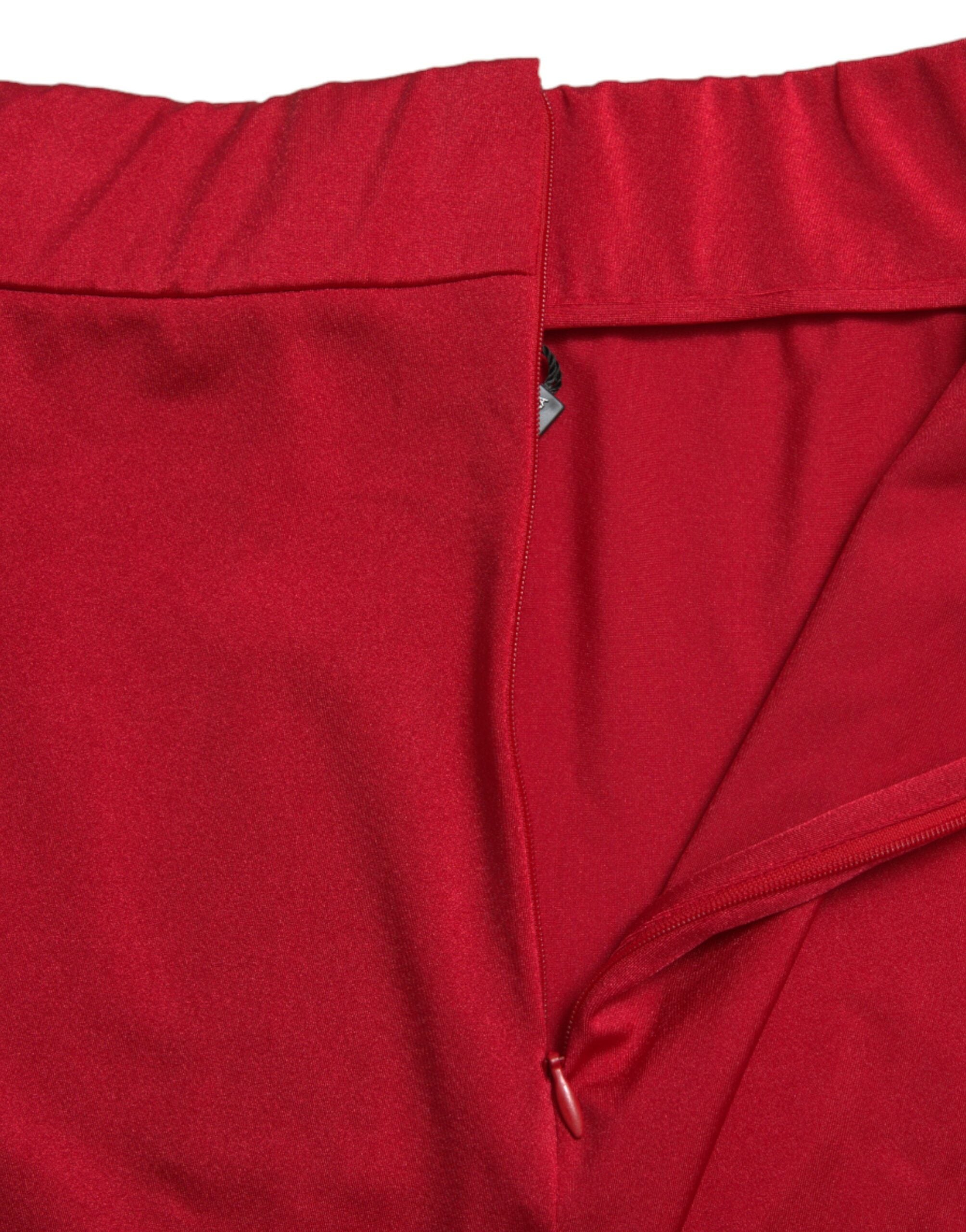 Dolce & Gabbana Rote Stretch-Leggings mit hoher Taille und verkürzter Hose