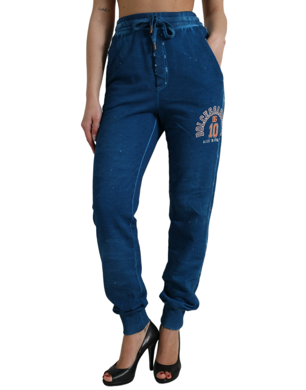 Dolce & Gabbana Blaue Logo-Baumwoll-Jogger-Sweatpants Hose