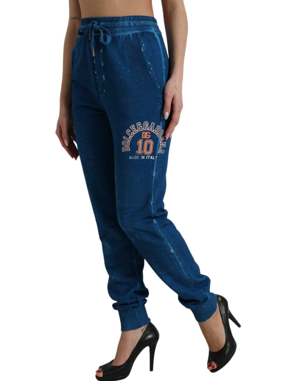 Dolce & Gabbana Blaue Logo-Baumwoll-Jogger-Sweatpants Hose