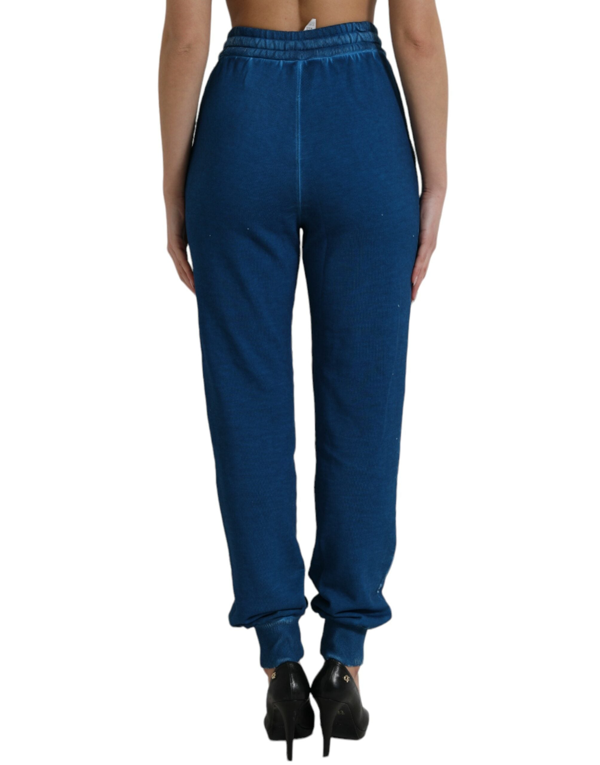 Dolce & Gabbana Blaue Logo-Baumwoll-Jogger-Sweatpants Hose
