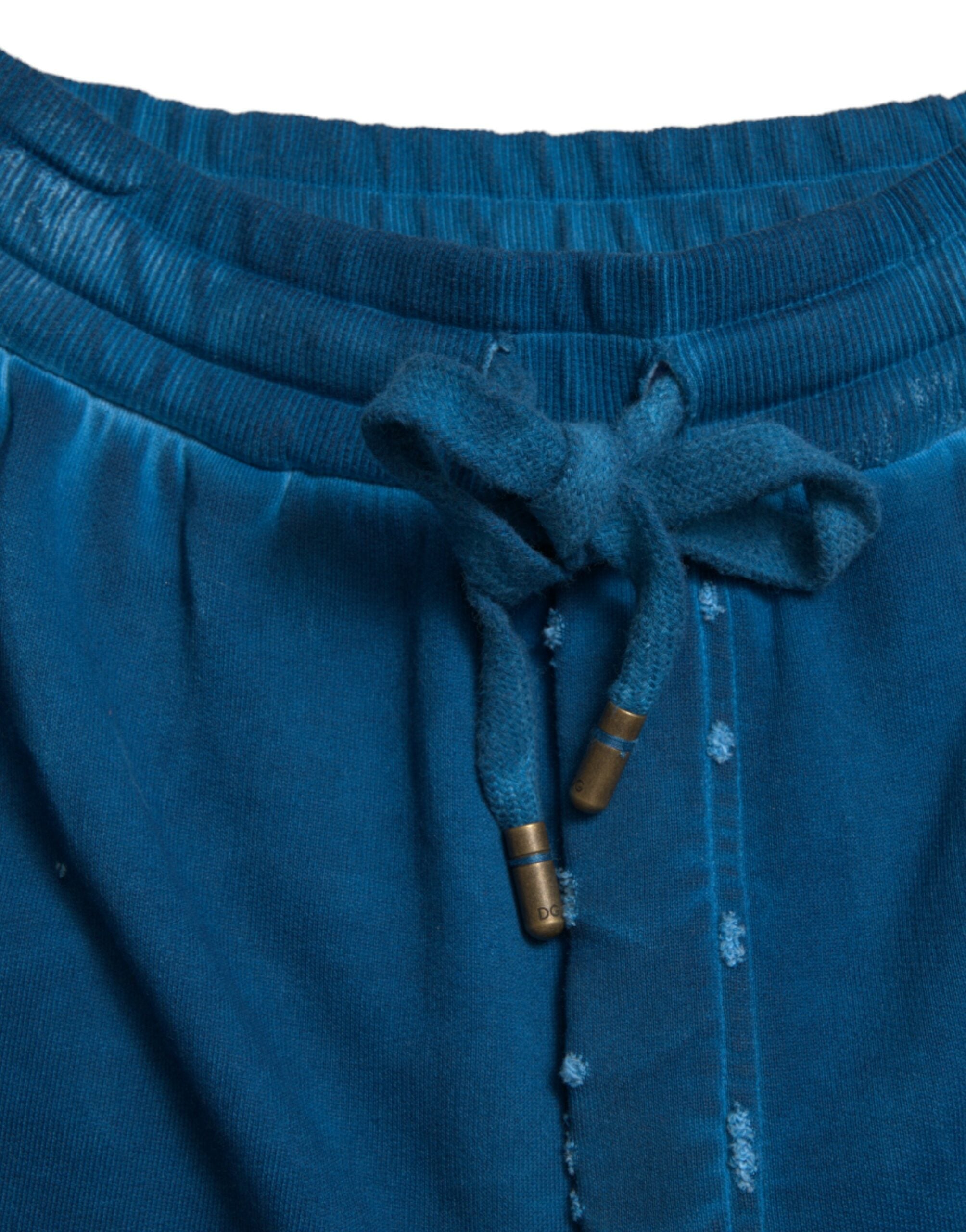 Dolce & Gabbana Blaue Logo-Baumwoll-Jogger-Sweatpants Hose