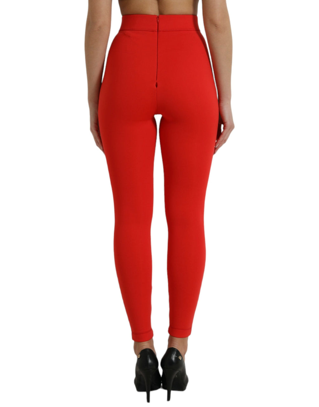 Dolce & Gabbana Rote Nylon Stretch Slim Leggings Hose