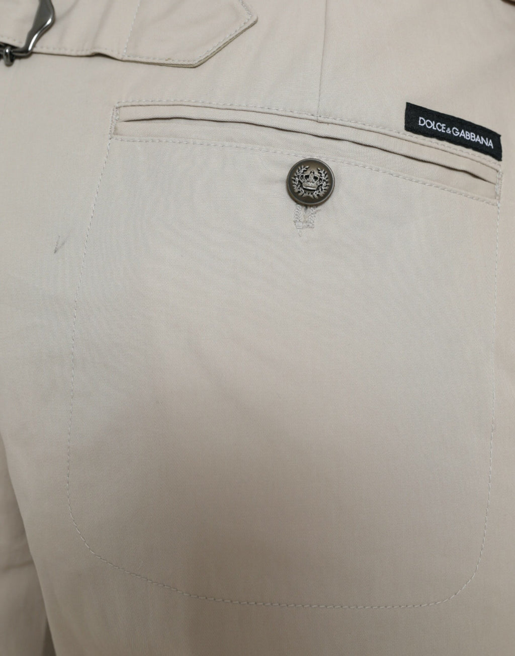 Dolce & Gabbana Beige Baumwollhose mit hoher Taille und konisch zulaufendem Schnitt