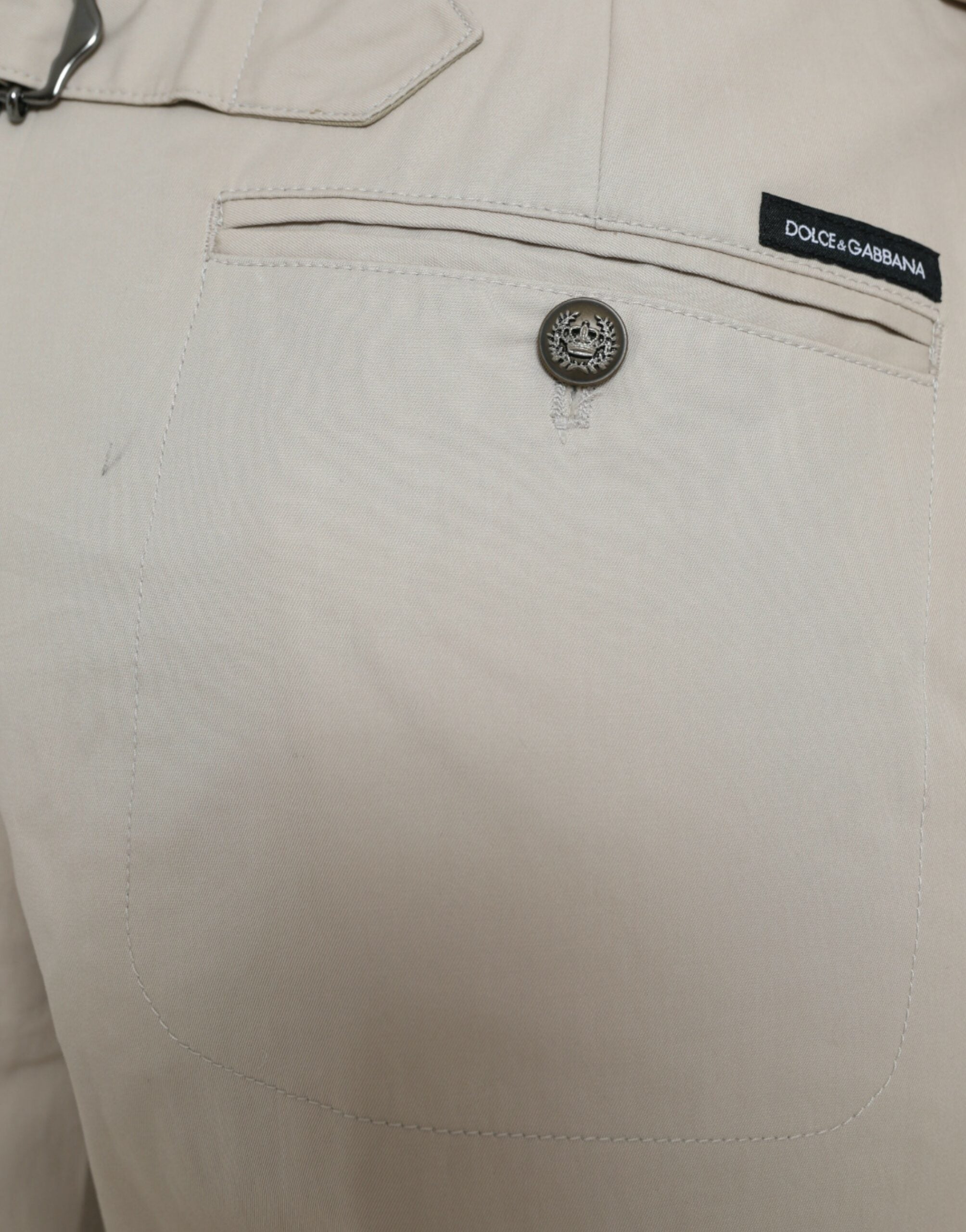 Dolce & Gabbana Beige Baumwollhose mit hoher Taille und konisch zulaufendem Schnitt